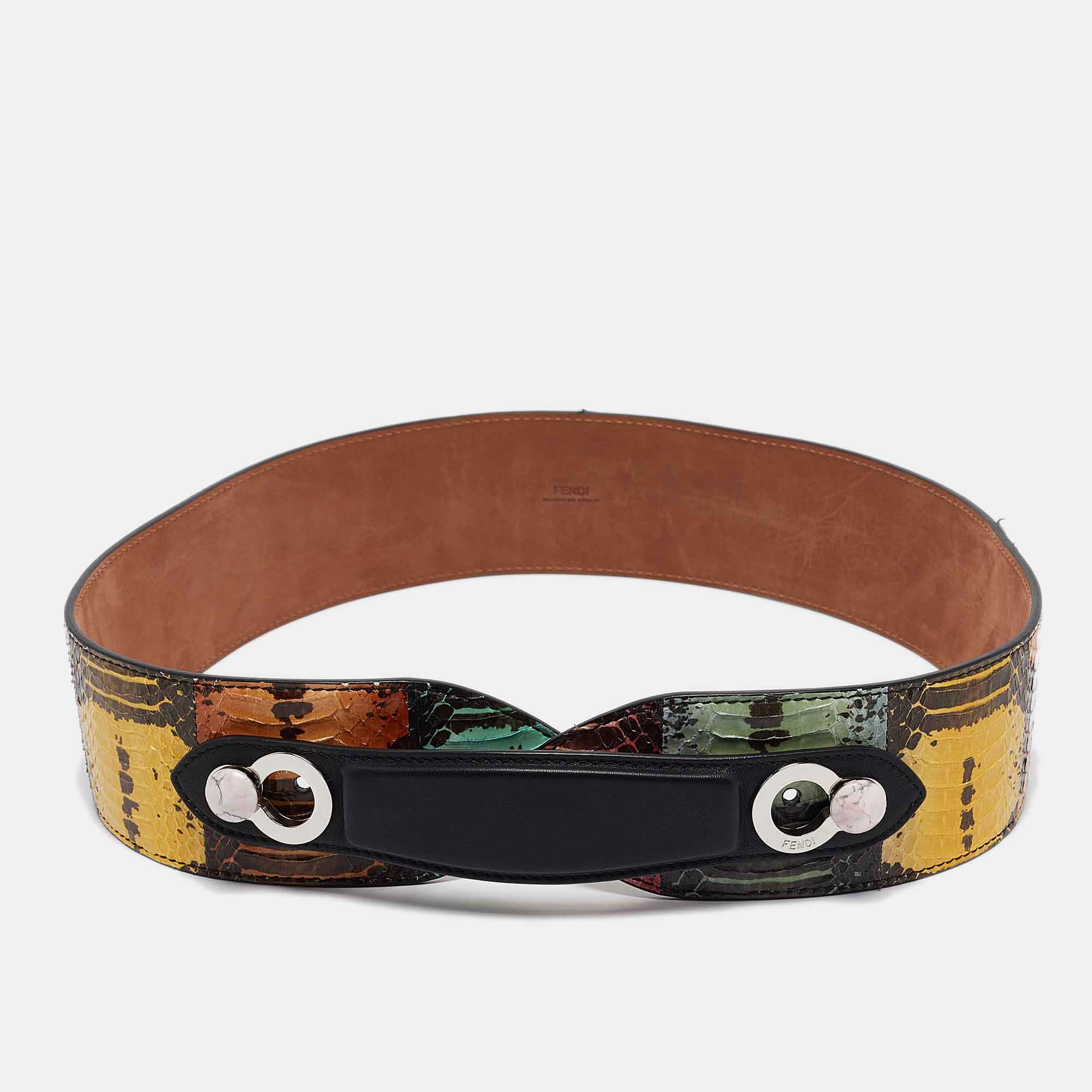 

Fendi Multicolor Watersnake Leather Waist Belt 85CM