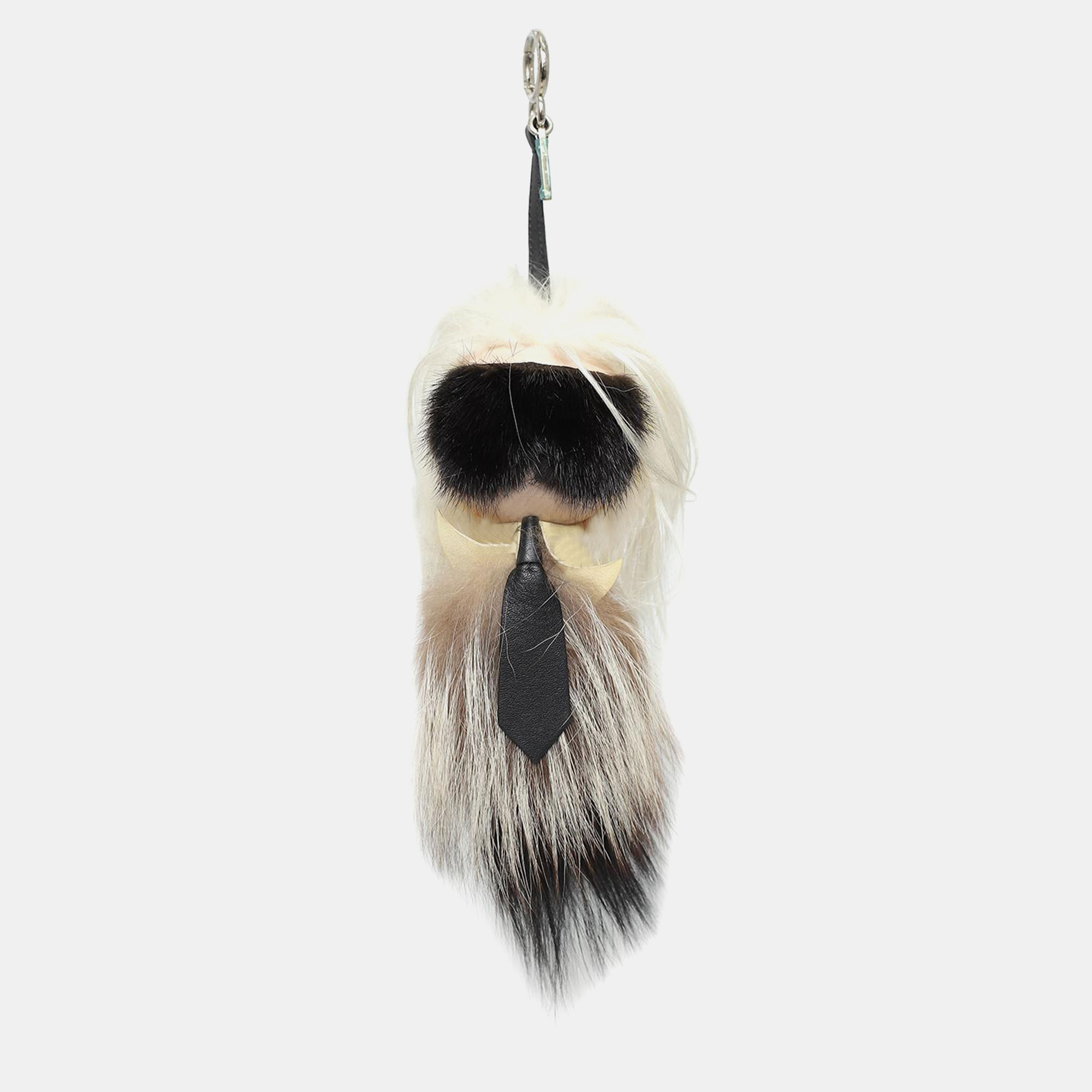 

Fendi Karlito Fur Bag Charm, White