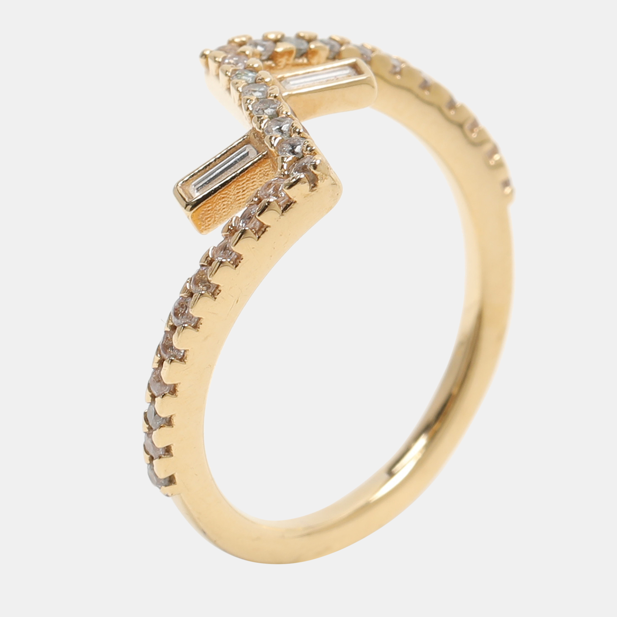 

Fendi Gold Tone Crystal Fendi First Ring Size