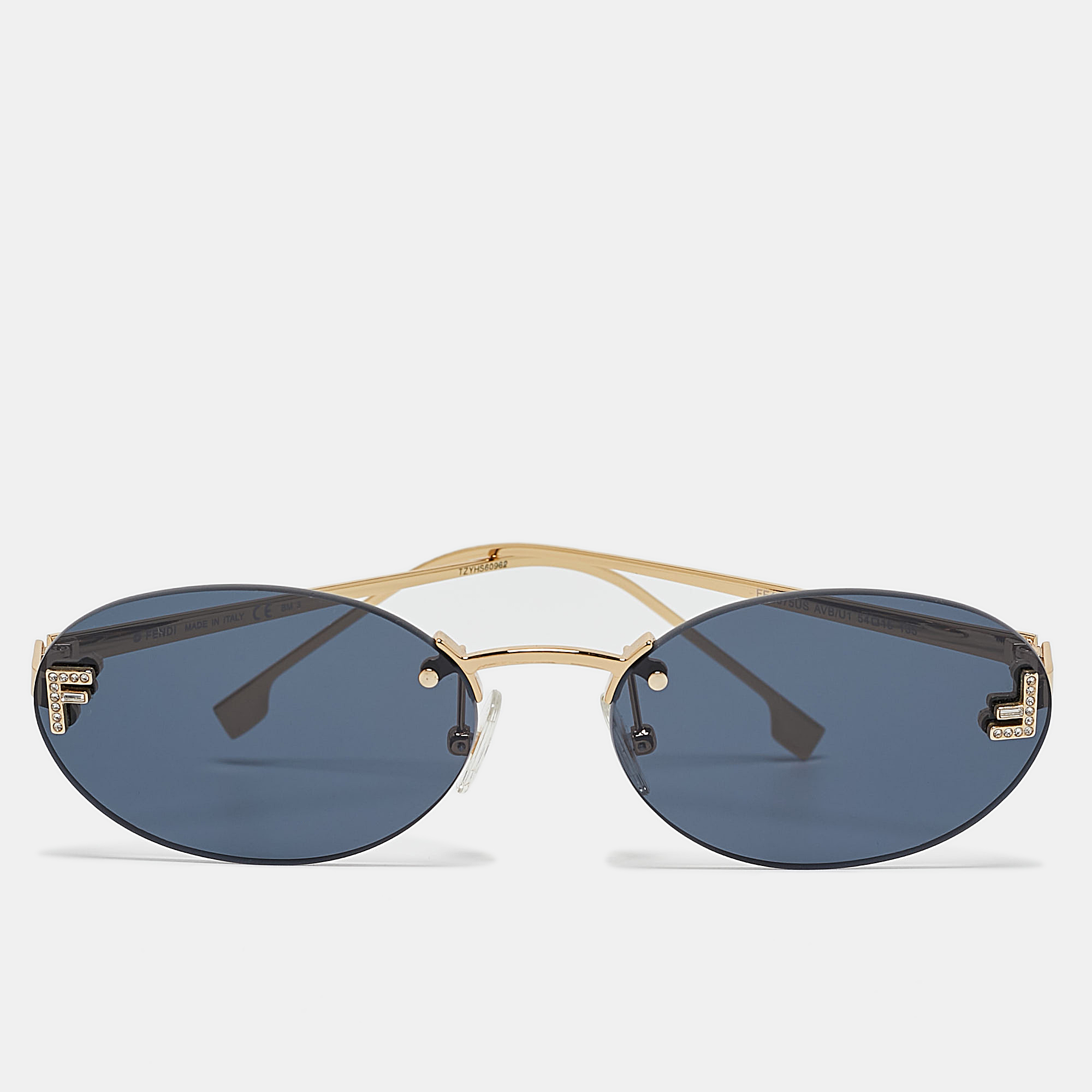 

Fendi Gold Tone/Blue FE4075US Fendi First Crystal Oval Sunglasses