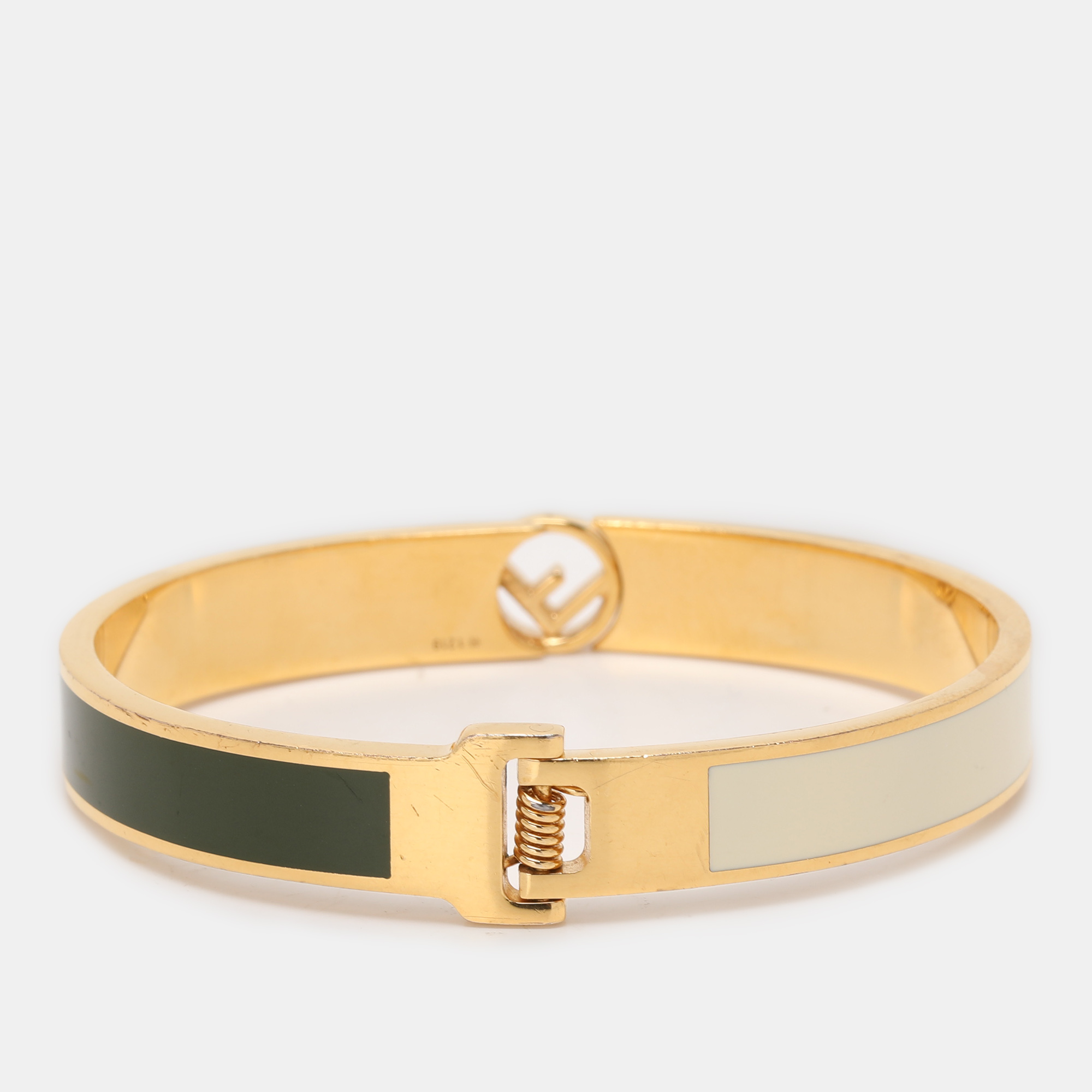 Fendi F is Fendi Bicolor Enamel Gold Tone Bracelet S 