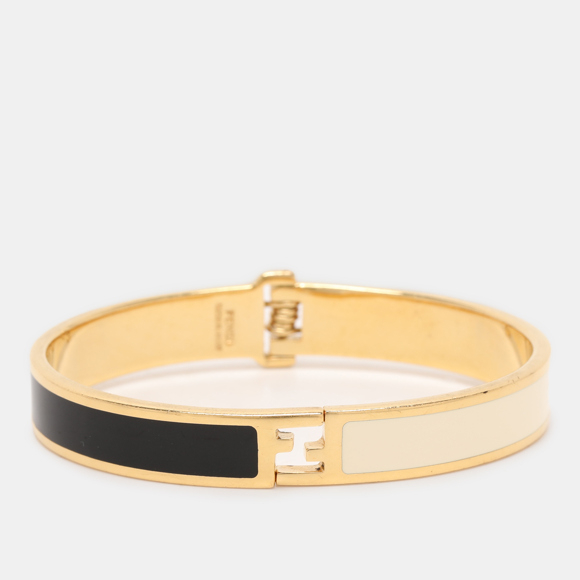 

Fendi Fendista Two Tone Enamel Gold Tone Bracelet, Black