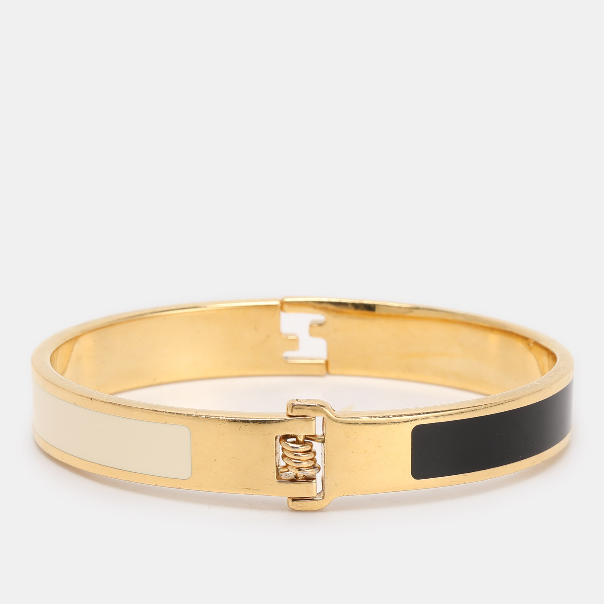 Fendi Fendista Two Tone Enamel Gold Tone Bracelet S 