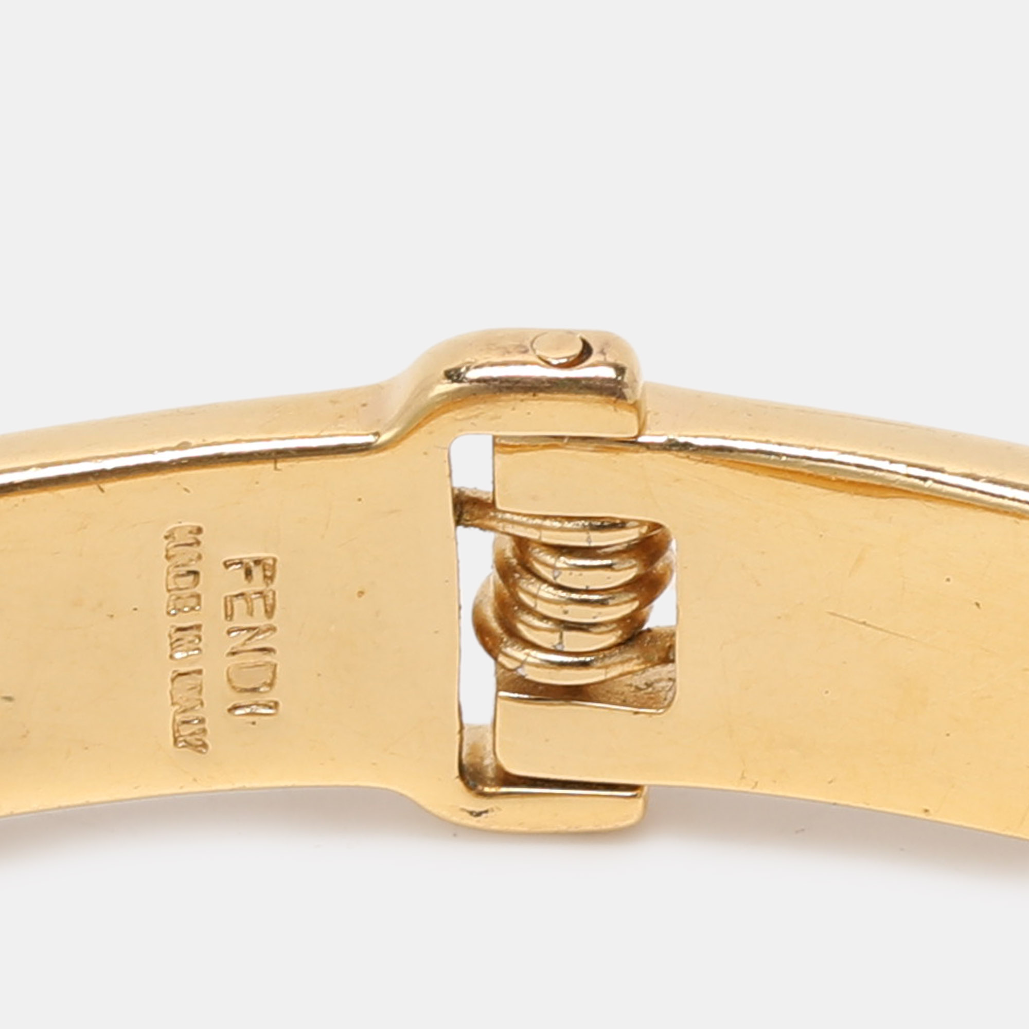 Fendi Fendista Two Tone Enamel Gold Tone Bracelet S 