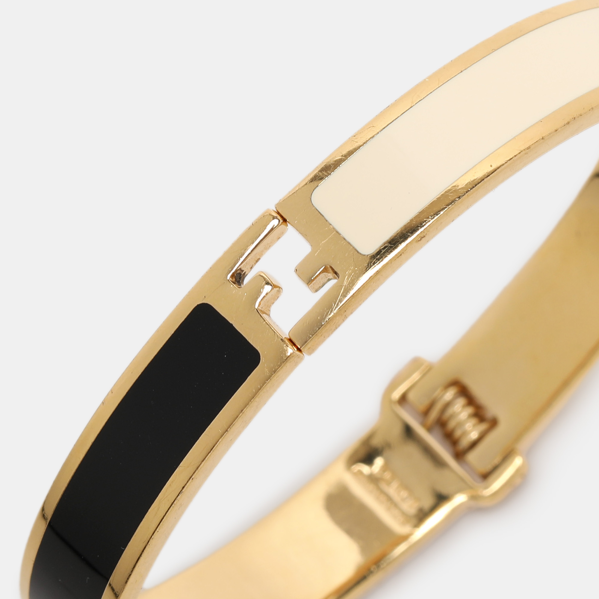 Fendi Fendista Two Tone Enamel Gold Tone Bracelet S 