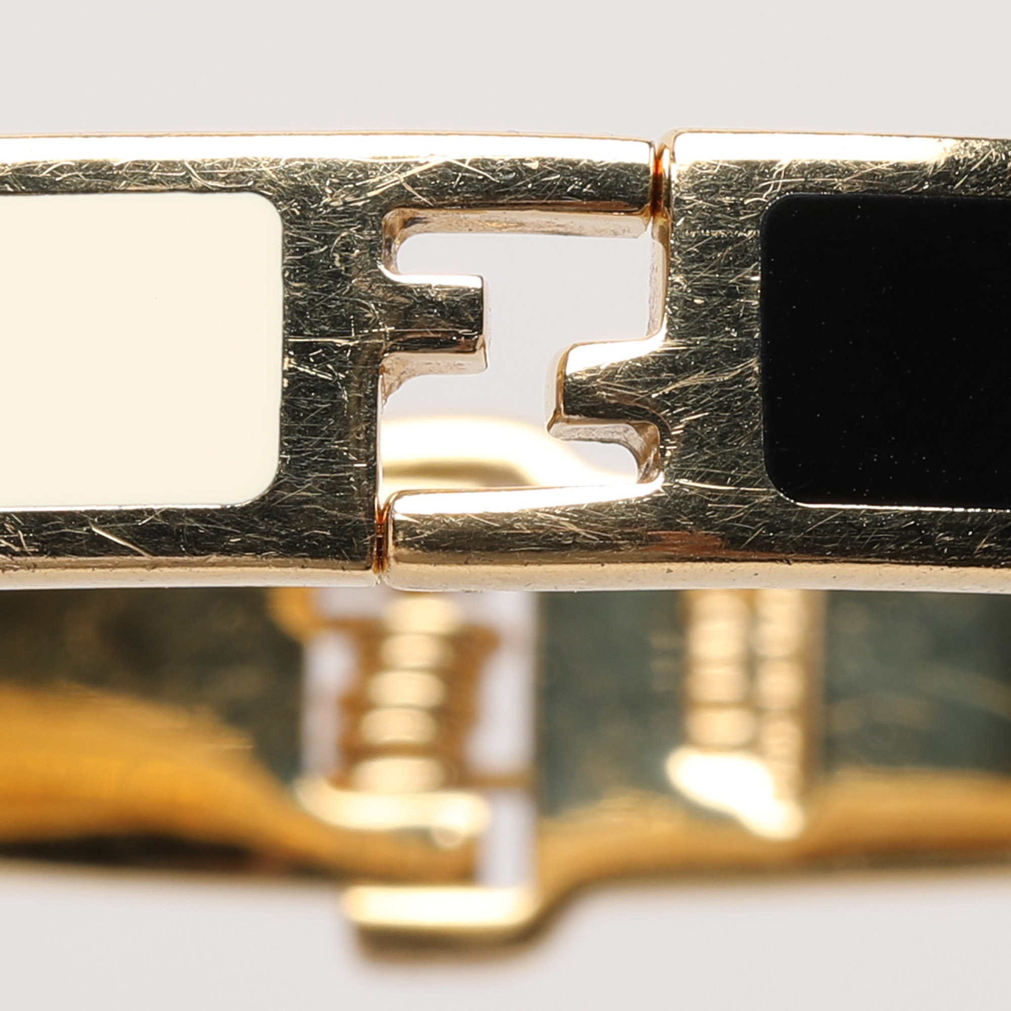 Fendi Fendista Two Tone Enamel Gold Tone Bracelet S 