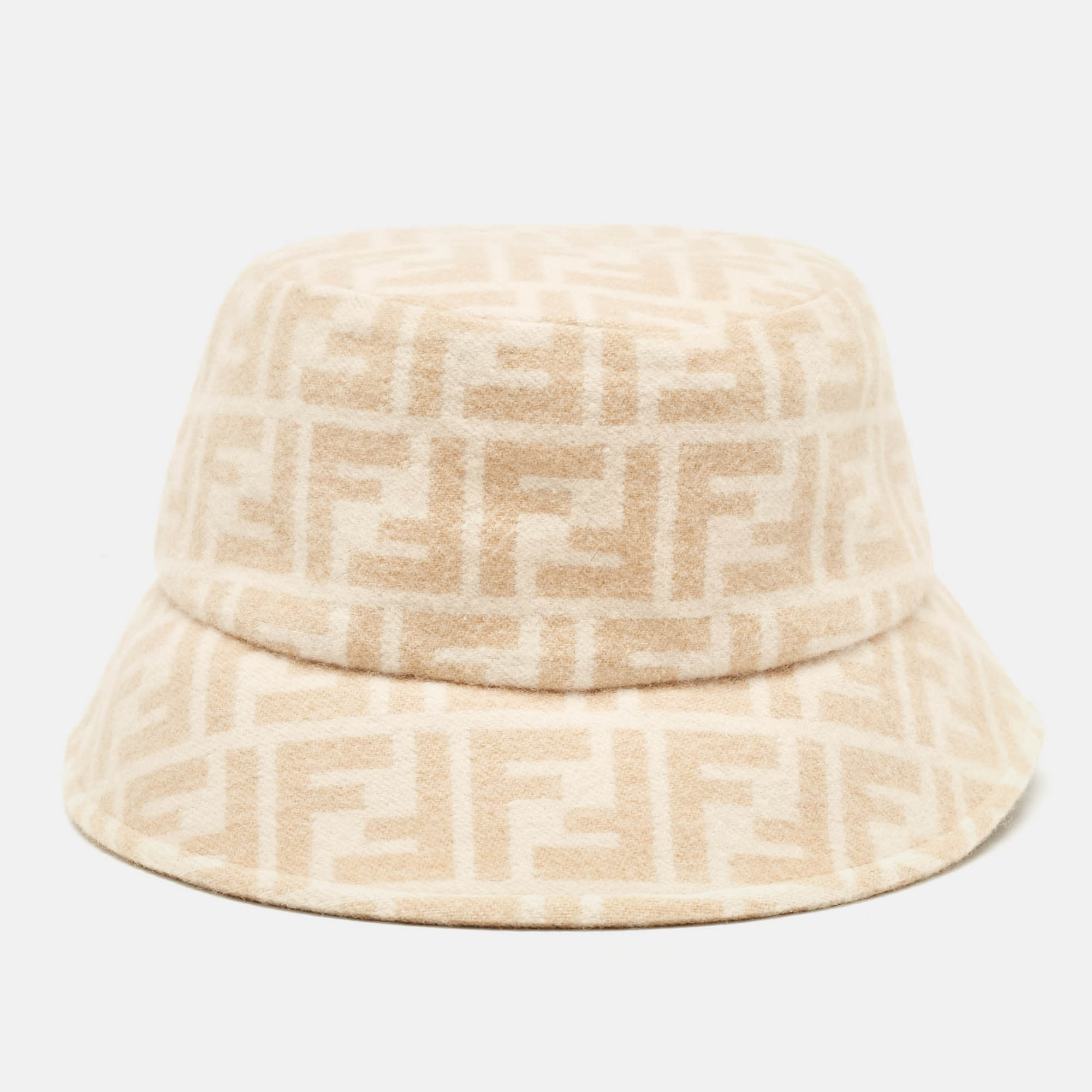 

Fendi Zucca All Over Wool Bucket Hat S, Beige