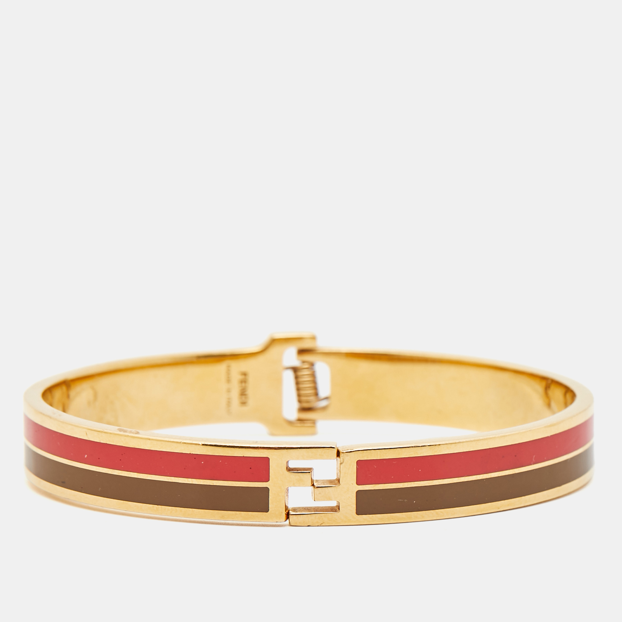 

Fendi Fendista Bicolor Enamel Gold Tone Bracelet