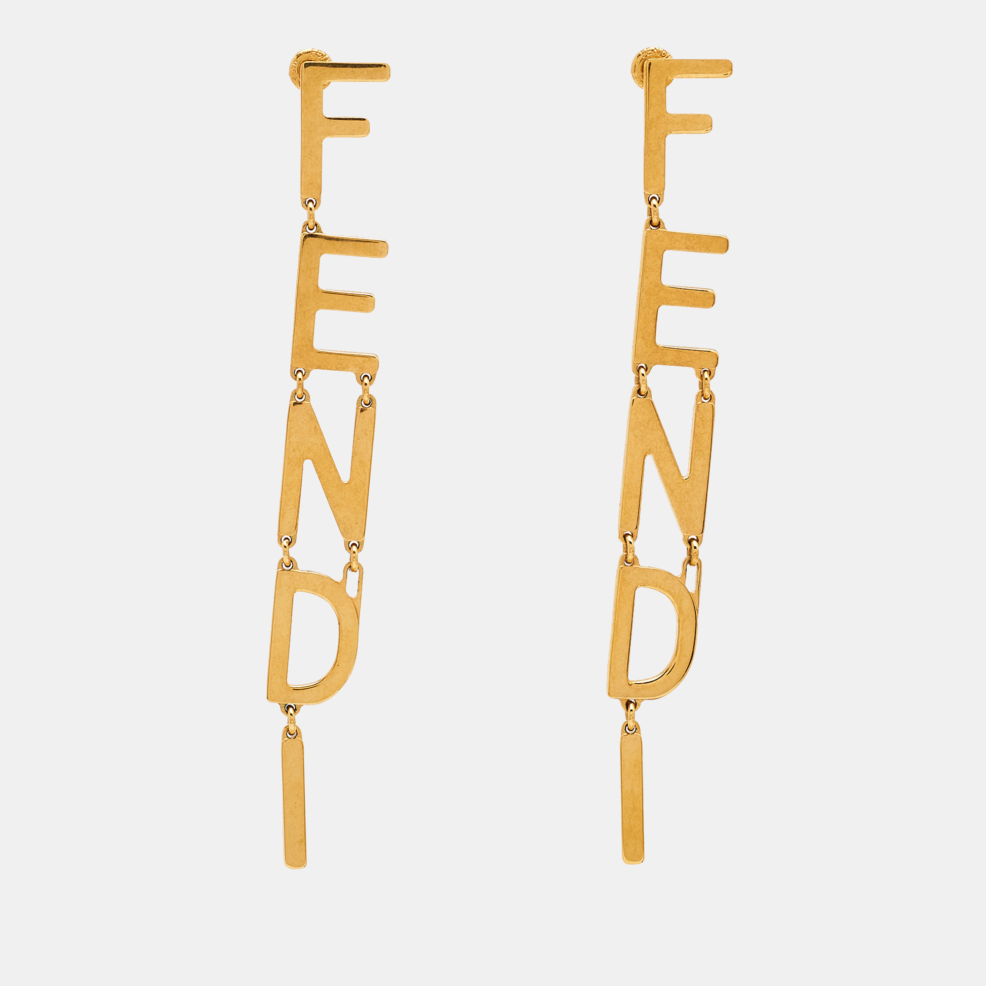 

Fendi Fendigraphy Gold Tone Drop Earrings