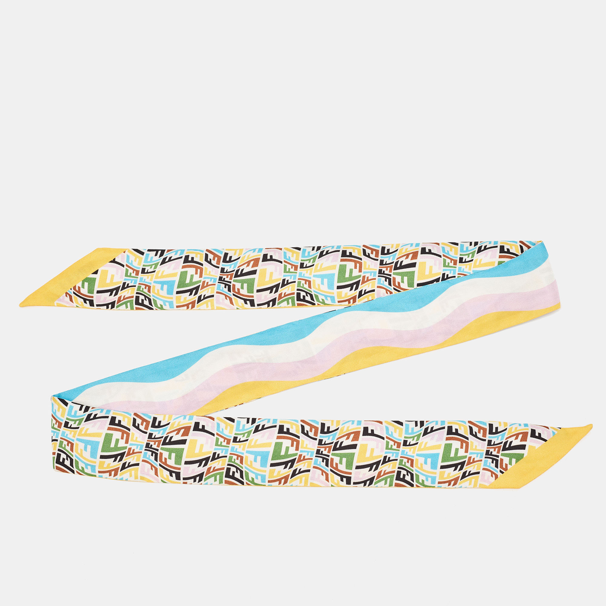 Fendi X Sarah Coleman Multicolor FF Print Silk Bandeau Scarf 
