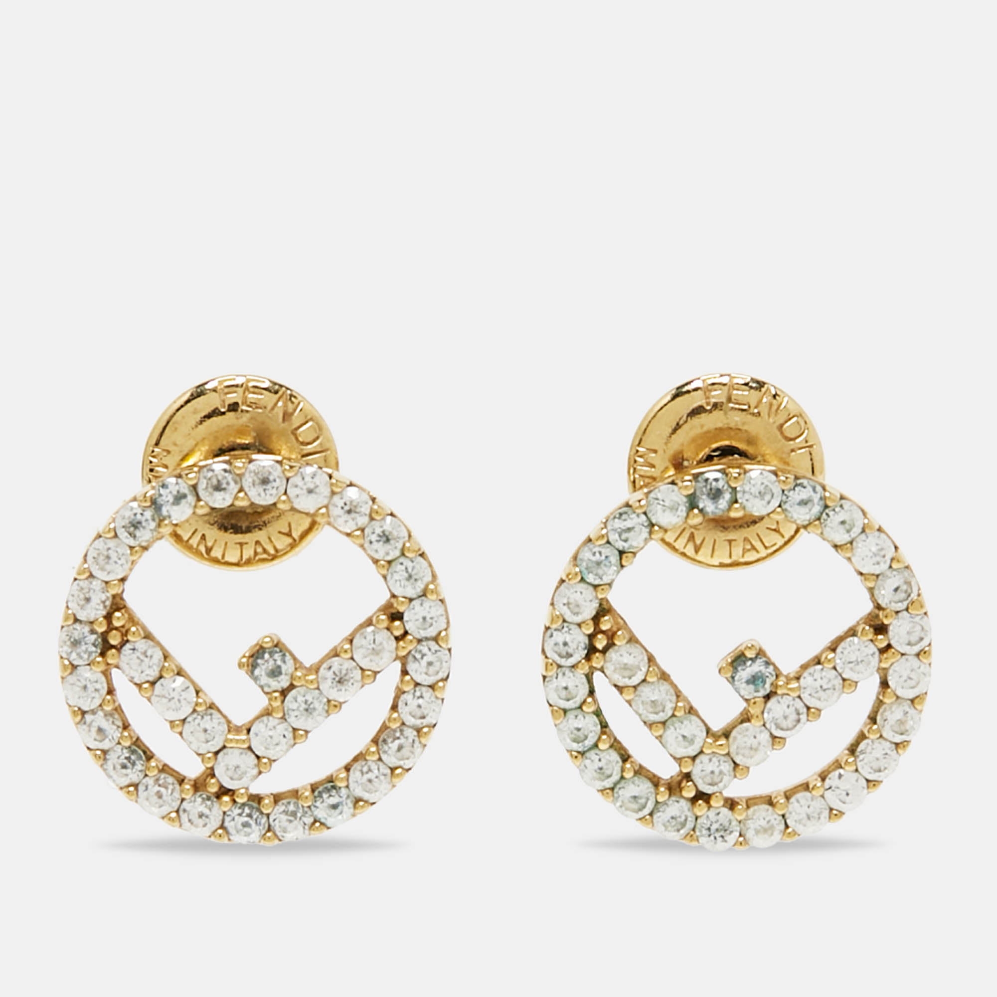 

Fendi F is Fendi Crystal Gold Tone Stud Earrings