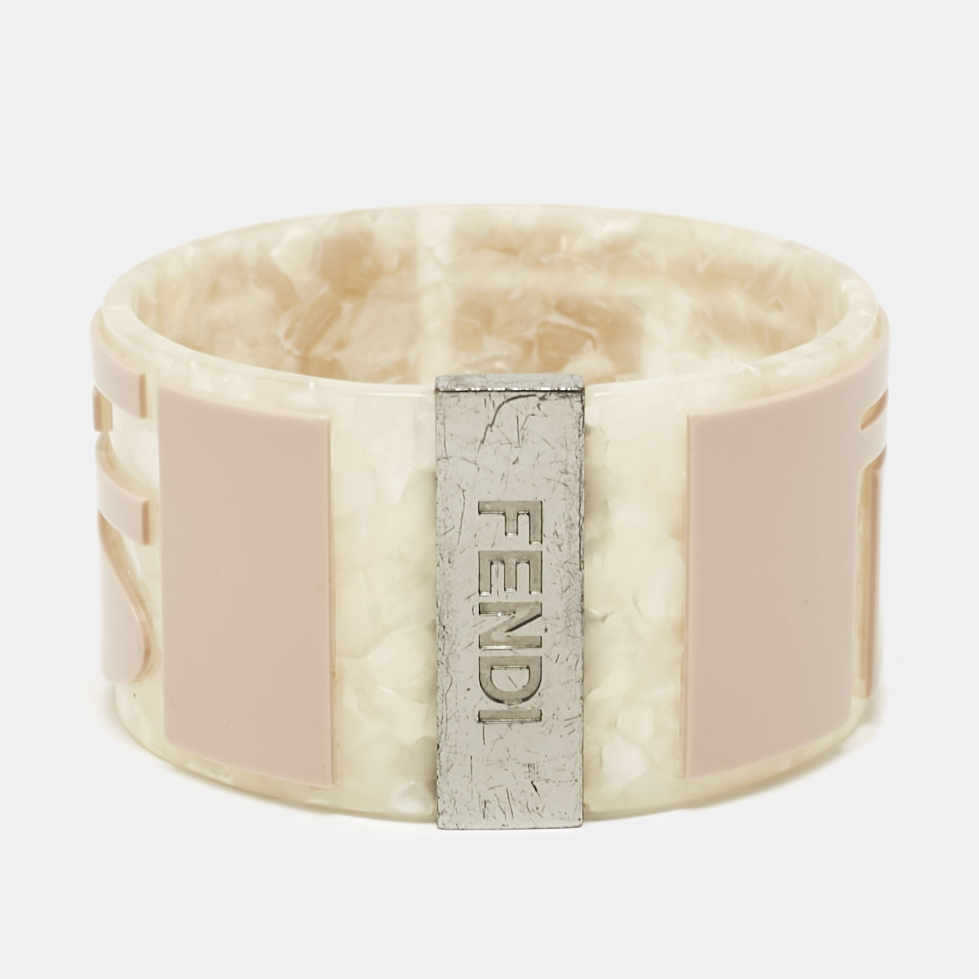 

Fendi Logo Resin Silver Tone Bangle Bracelet