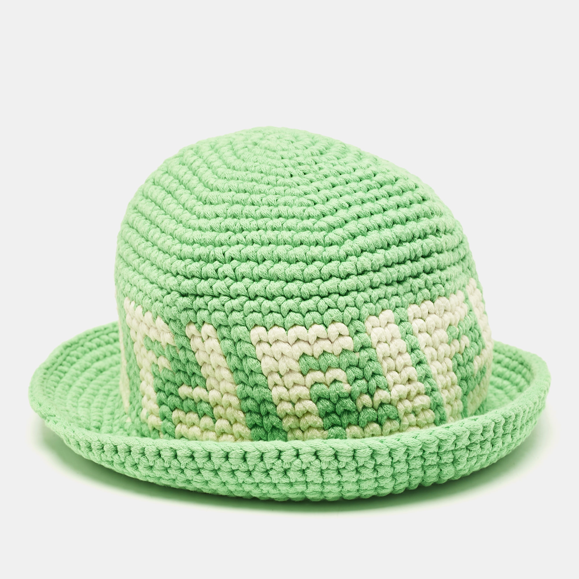 

Fendi Green Logo Crochet Bucket Hat S/M