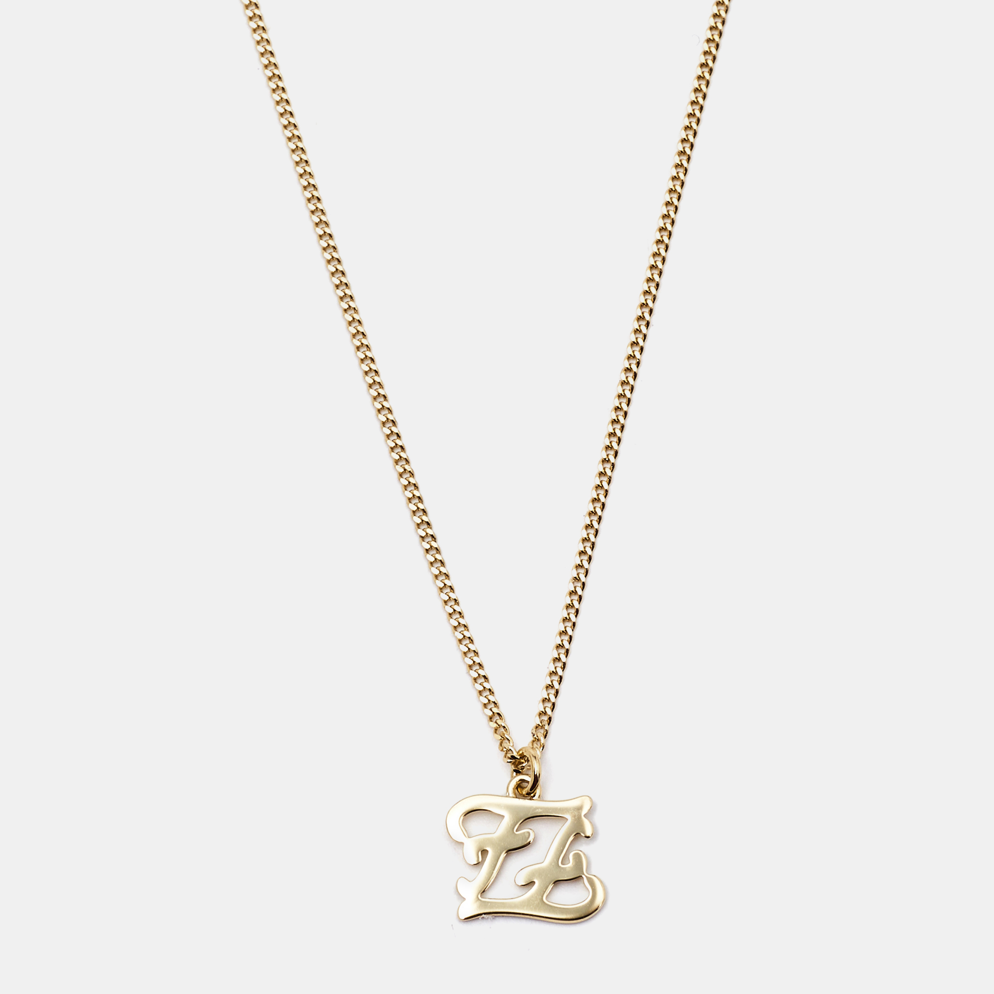 

Fendi Karligraphy Gold Tone Pendant Necklace