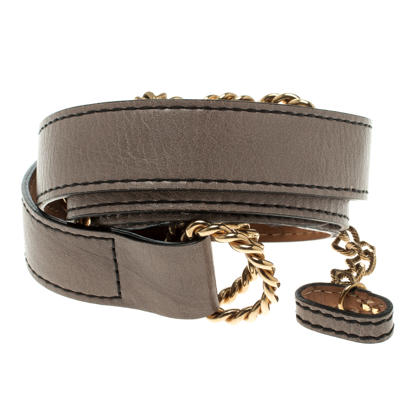 

Fendi Grey Leather Multi Braided Buckle Belt Size