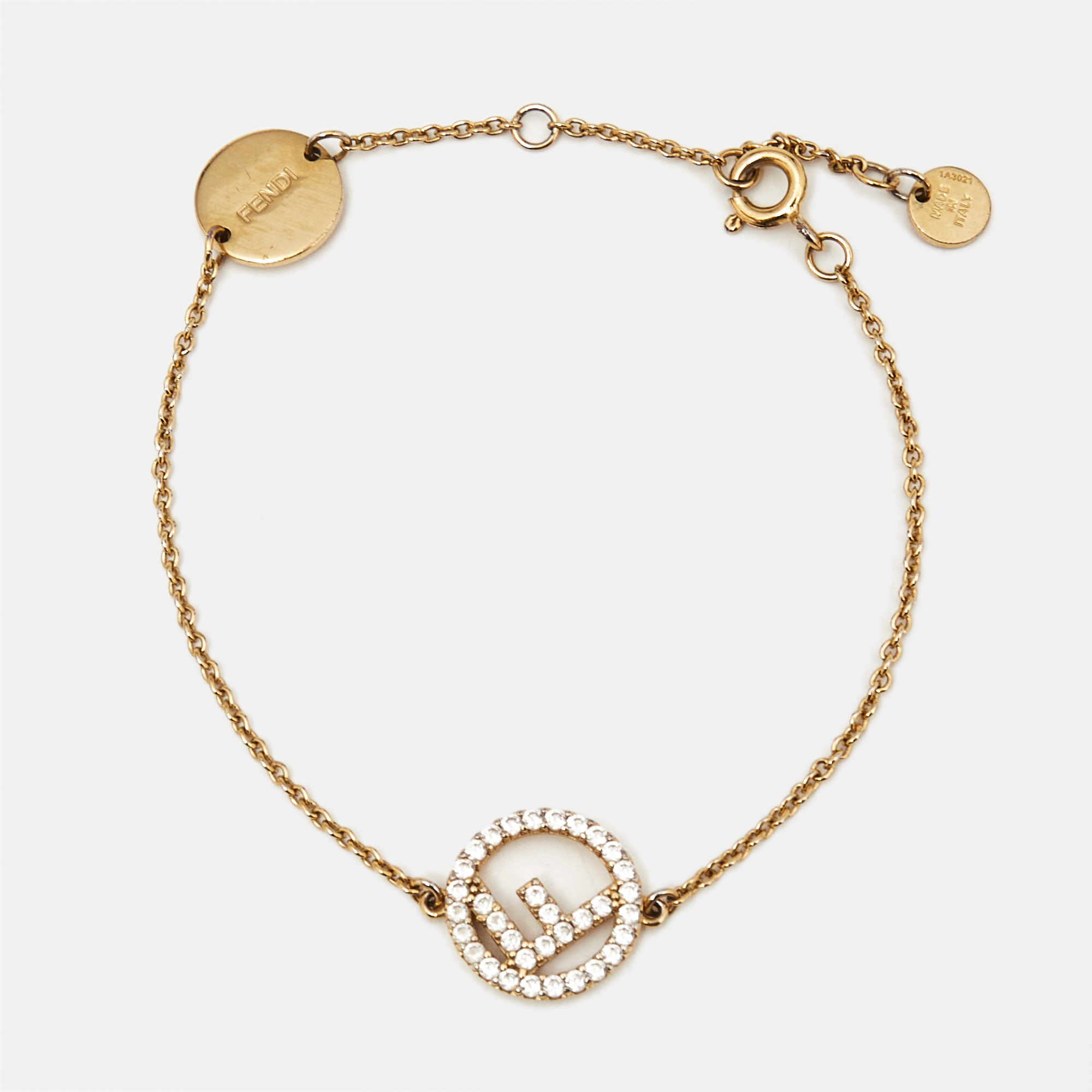 

Fendi F Is Fendi Crystals Gold Tone Bracelet