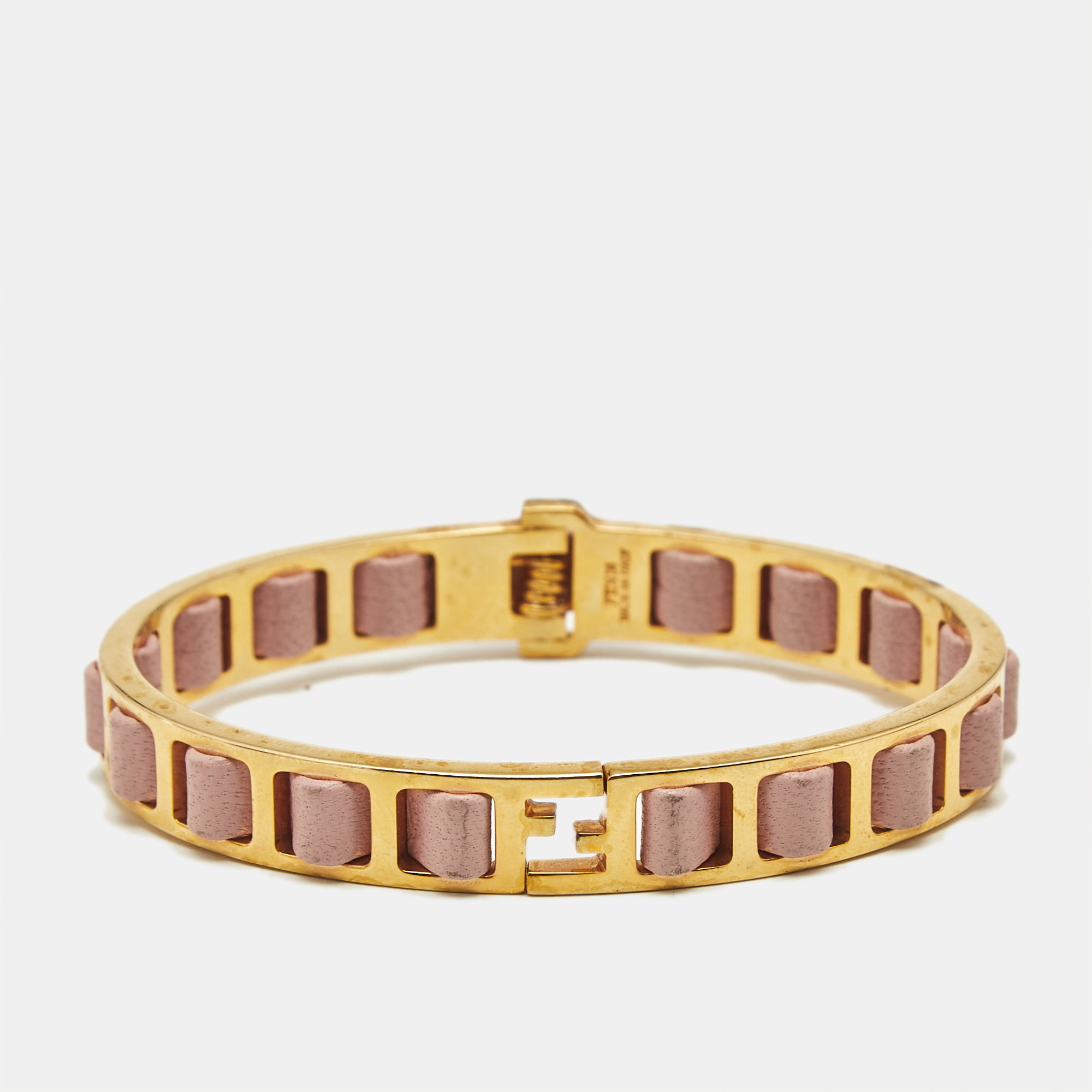 

Fendi Fendista Pink Leather Gold Tone Bracelet