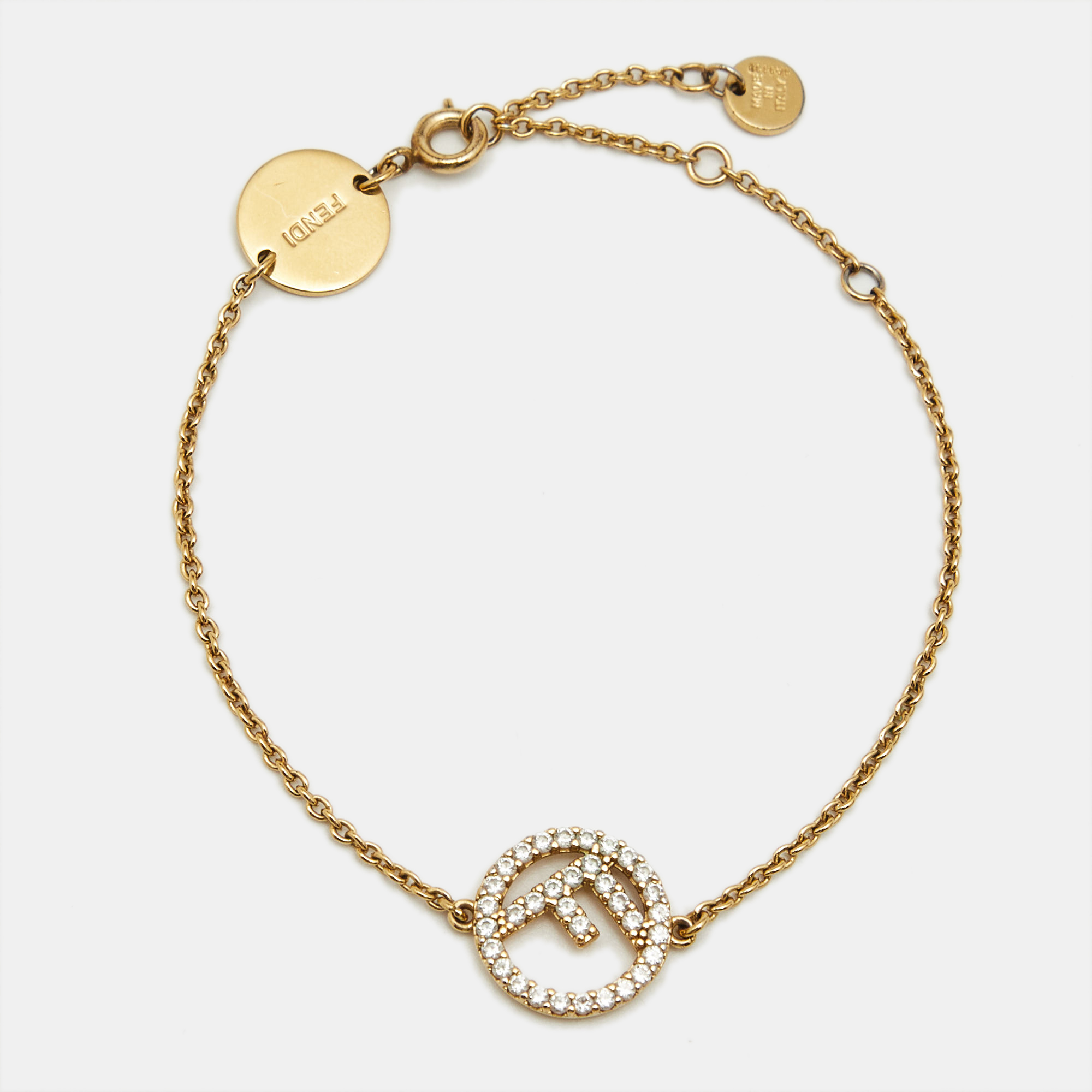 

Fendi F is Fendi Crystal Gold Tone Bracelet