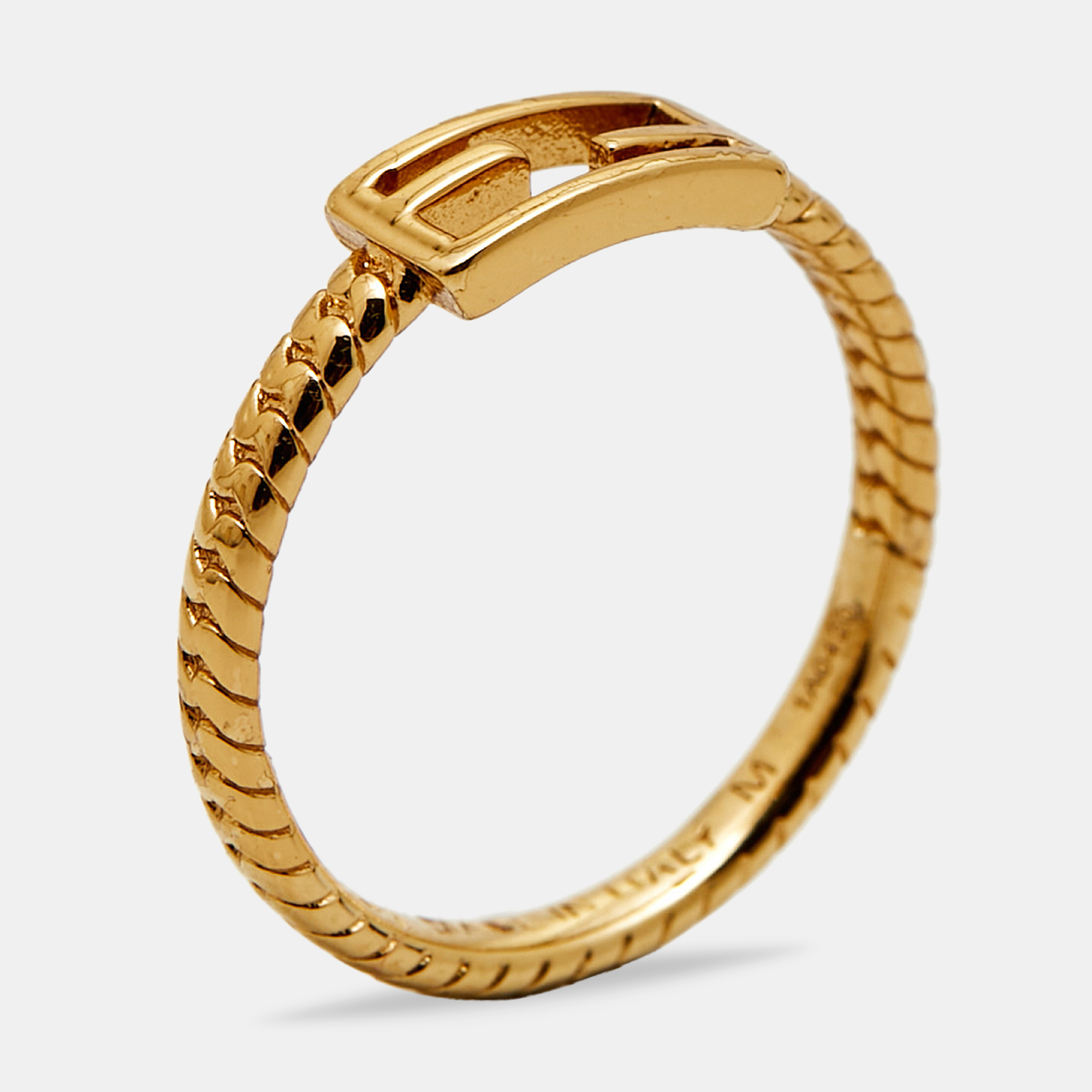 

Fendi Baugette Gold Tone Ring Size
