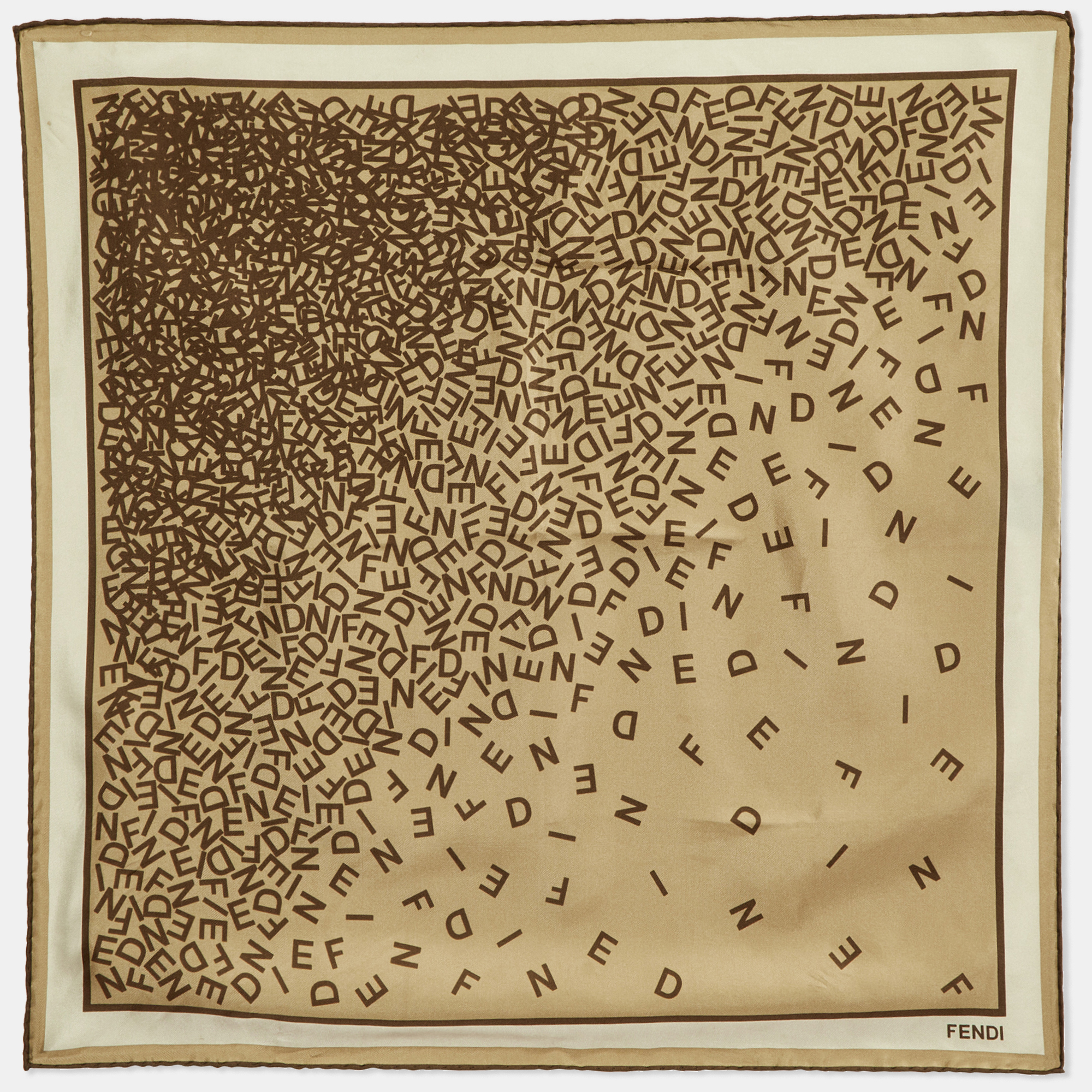 

Fendi Beige/Brown Fendi Letters Print Silk Scarf