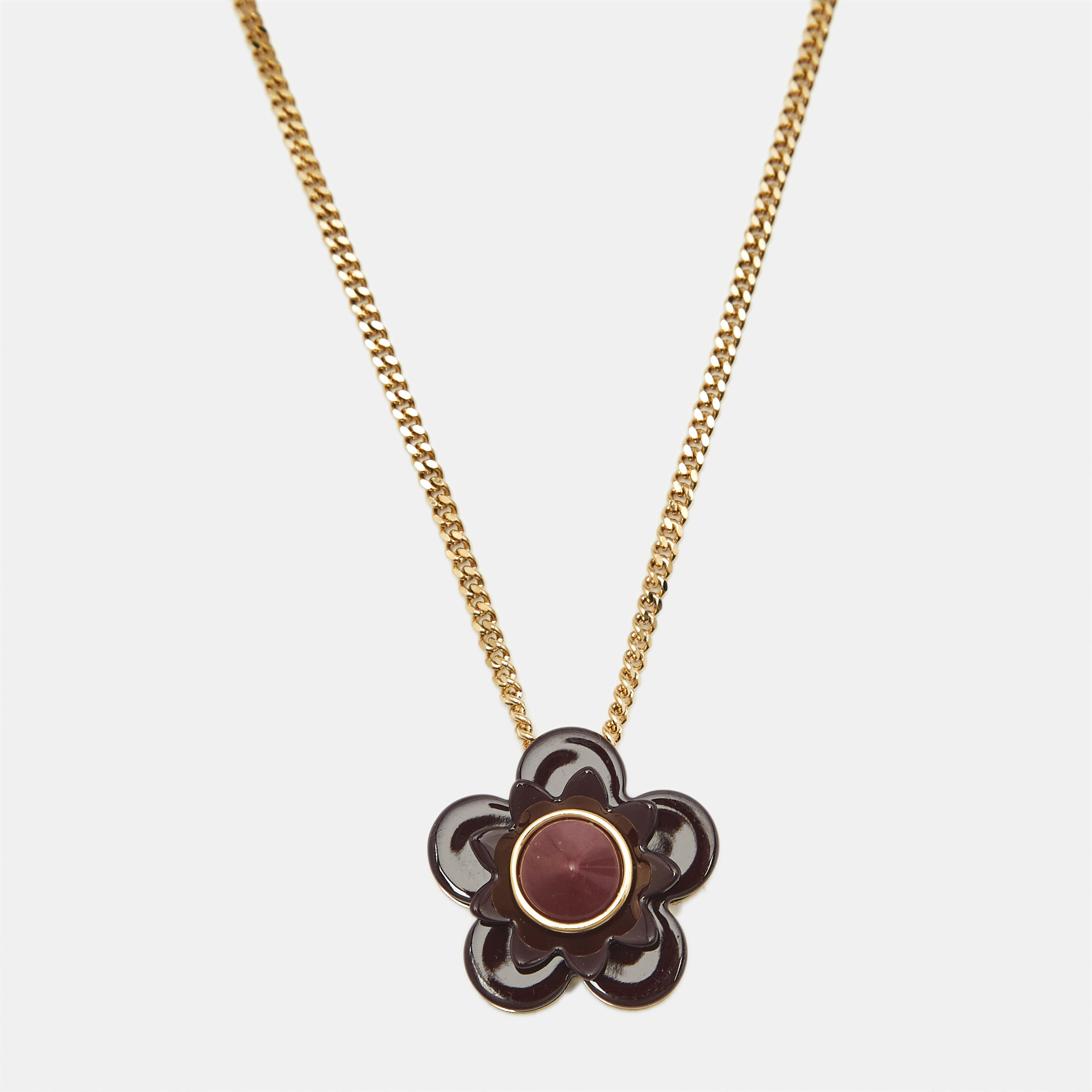 

Fendi Blossom Resin Gold Tone Necklace