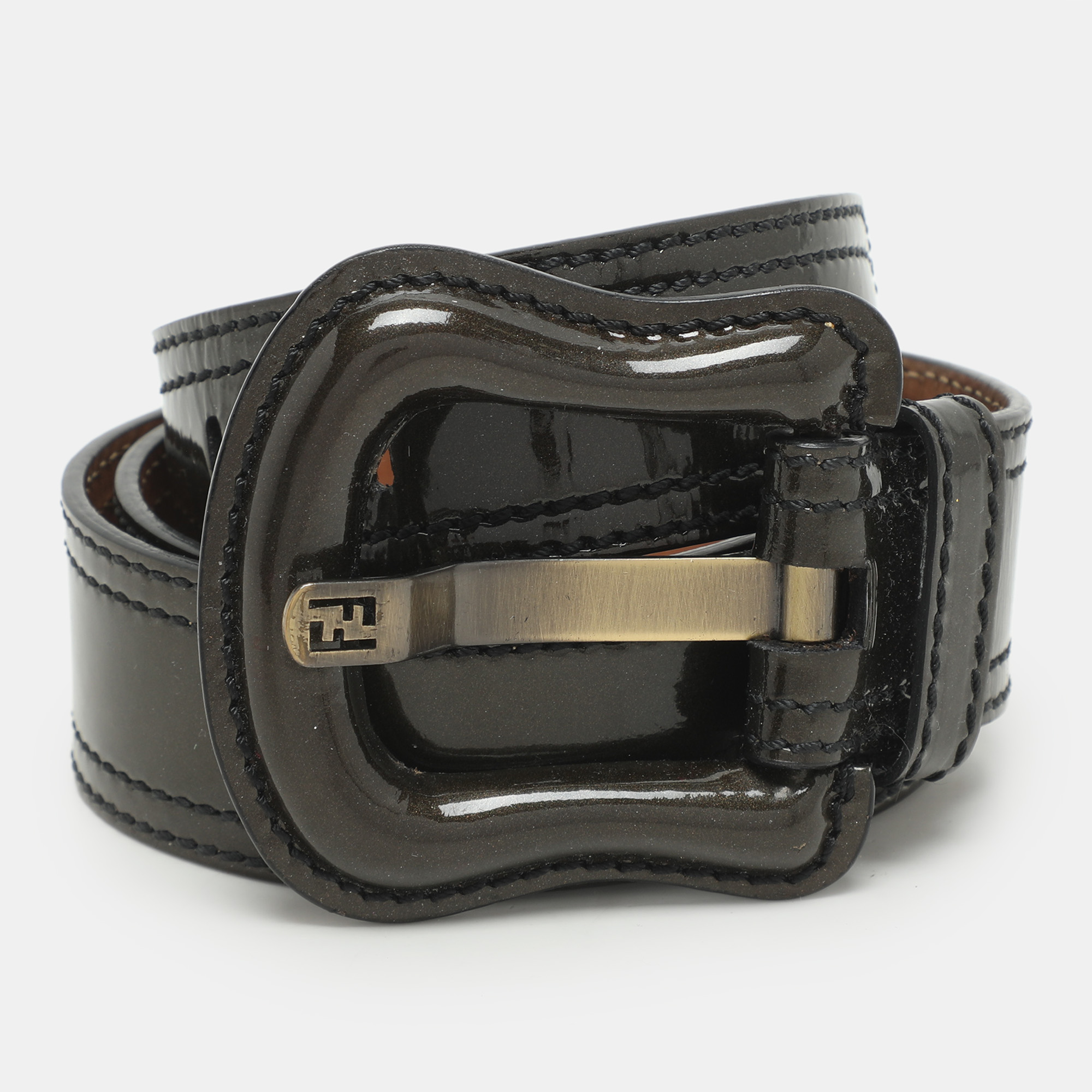 

Fendi Green Patent Leather B Buckle Belt 95CM