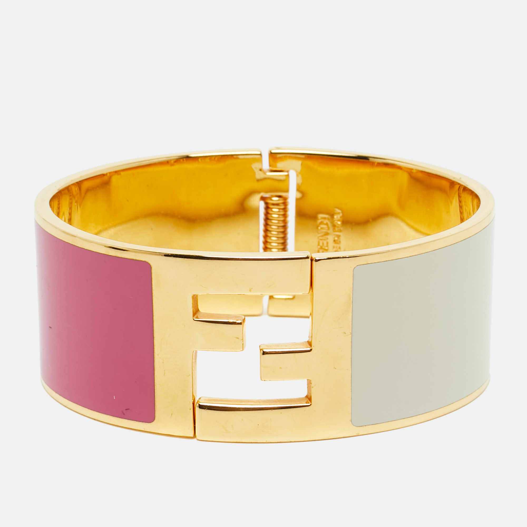 

Fendi Fendista Bi-color Enamel Gold Tone Wide Bracelet