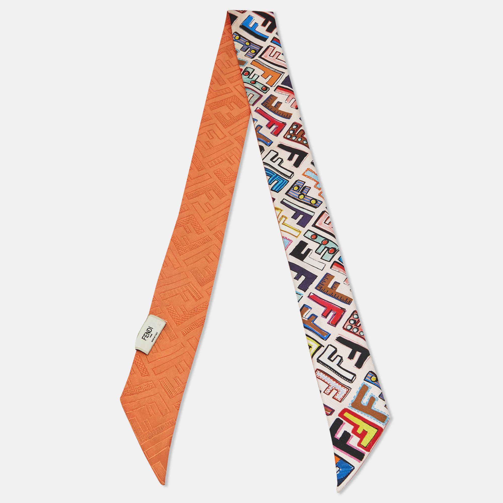 

Fendi Orange Print Silk Wrappy Bandeau