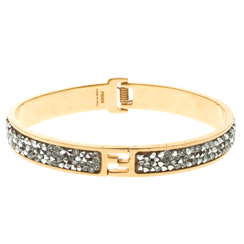Fendi FF Crystal Studded Gold Tone Bracelet Fendi | TLC