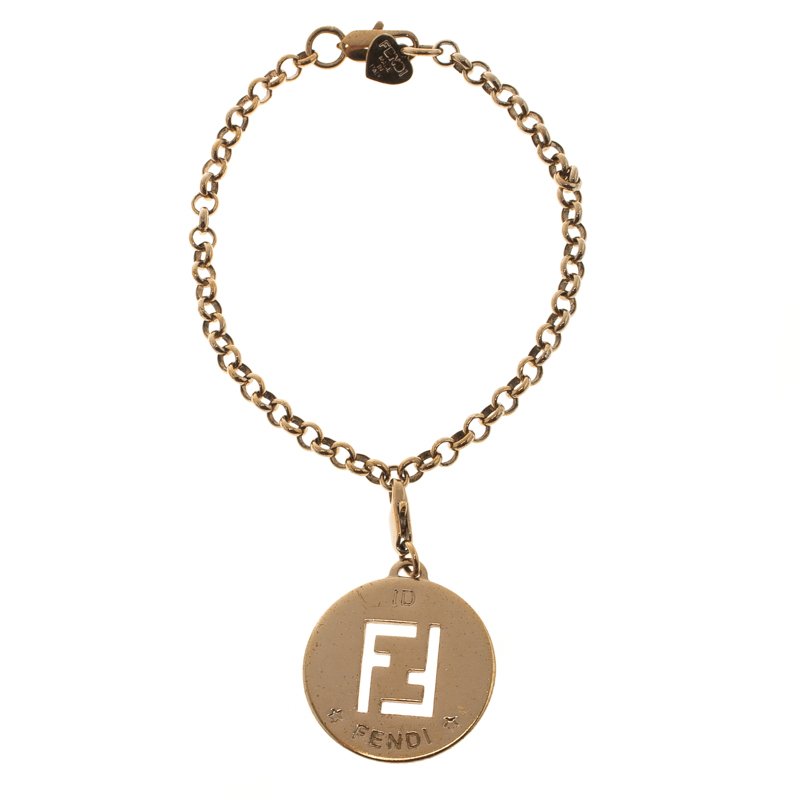 Fendi FF I.D Charm Rose Gold Tone Link Bracelet