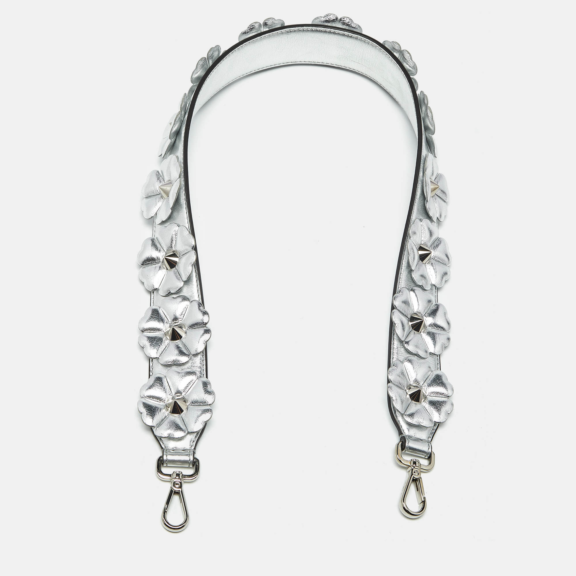 

Fendi Silver Leather Flowerland Strap You Shoulder Bag Strap