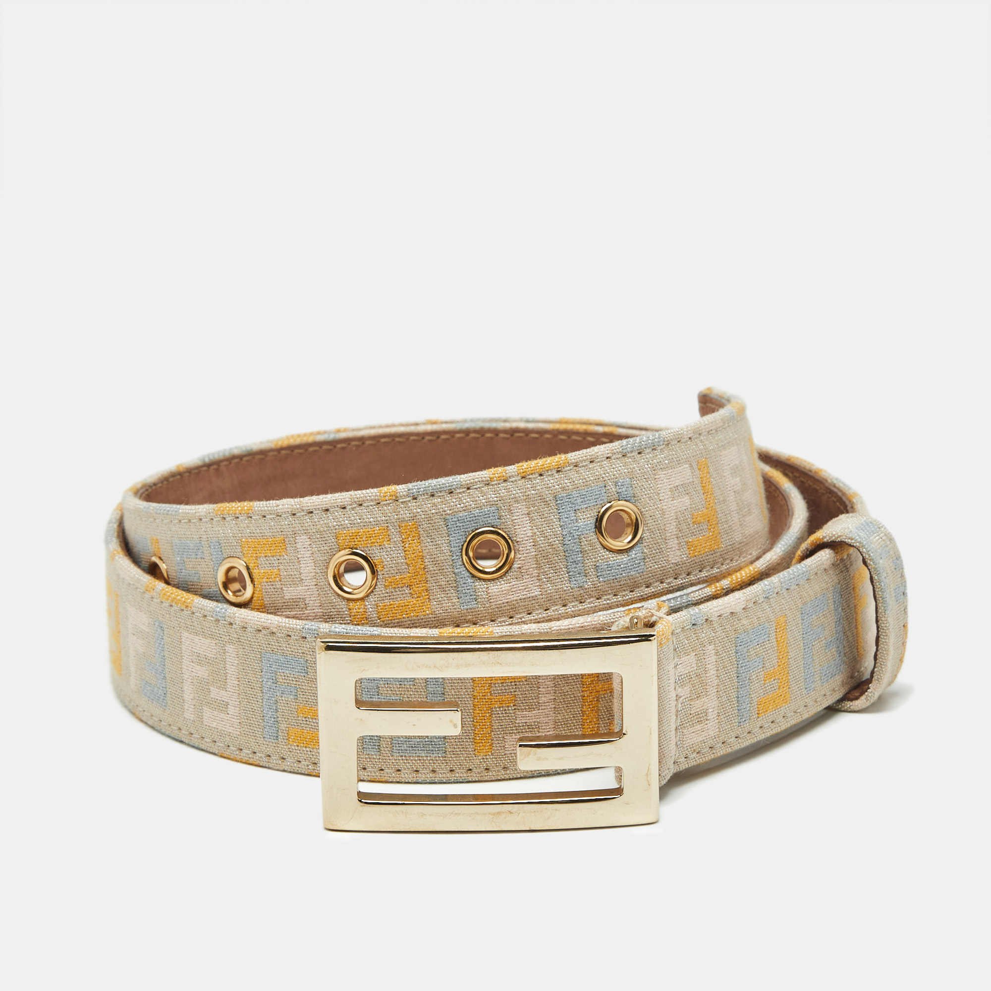 

Fendi Multicolor Zucchino Canvas FF Buckle Belt