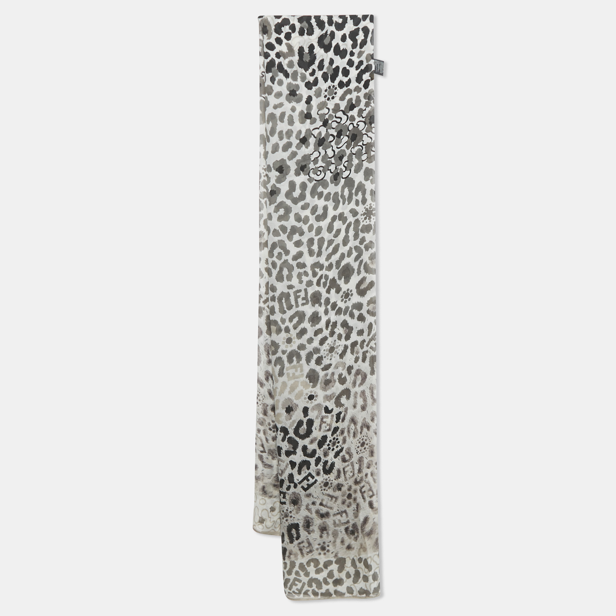 Pre-owned Fendi Monochrome Printed Silk Scarf In Multi