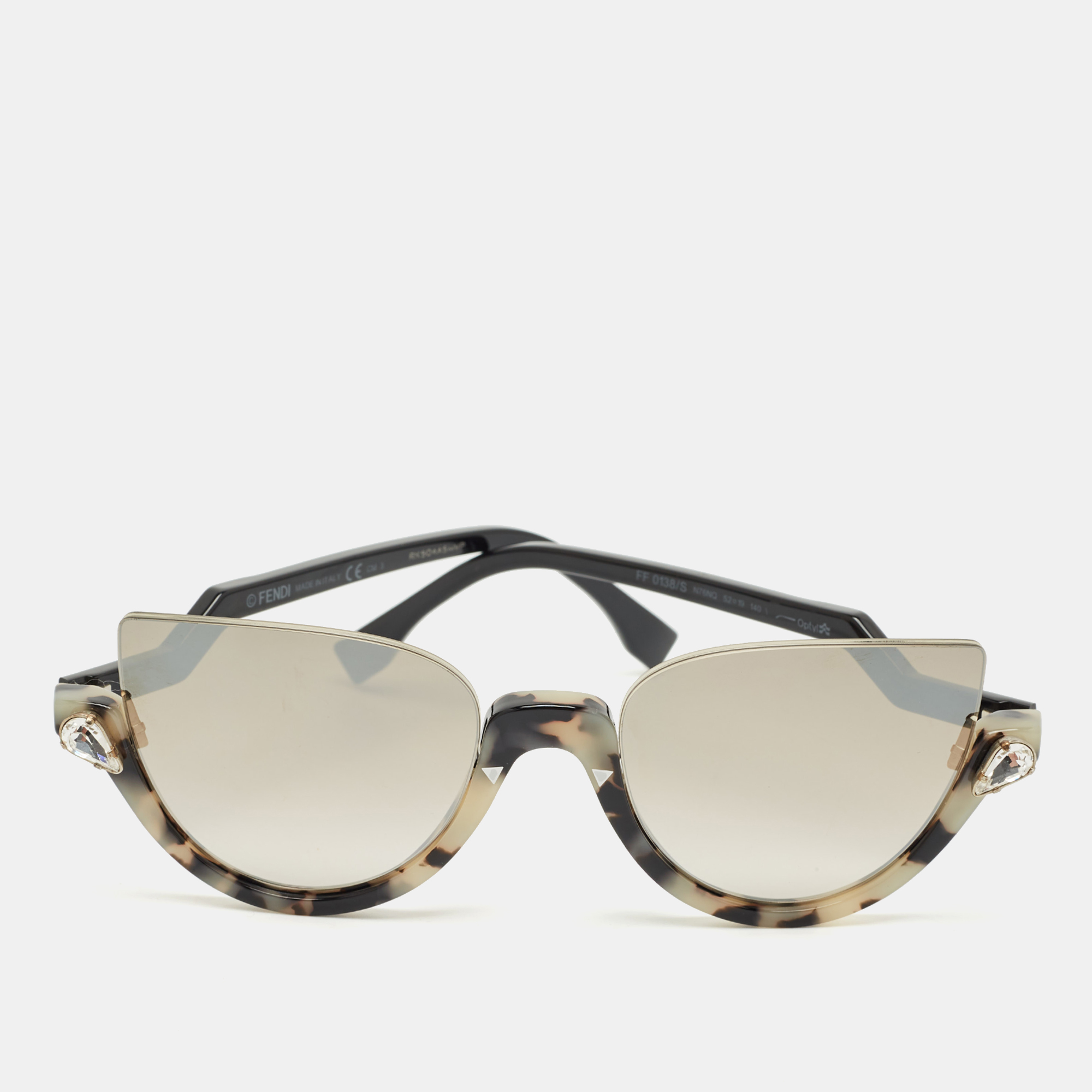 

Fendi Brown Gradient FF 0138/S Blink Half Rimless Cat Eye Sunglasses, Black