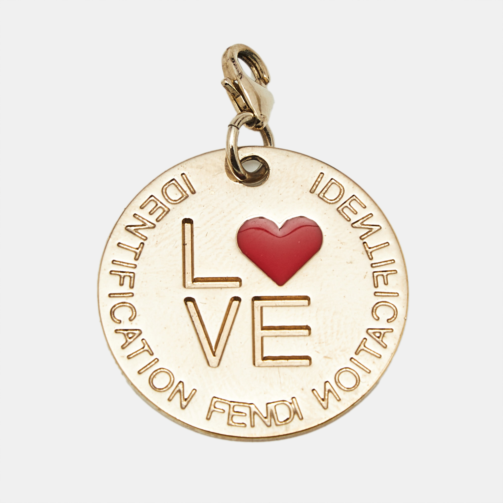 Pre-owned Fendi Identification Love Enamel Gold Tone Charm