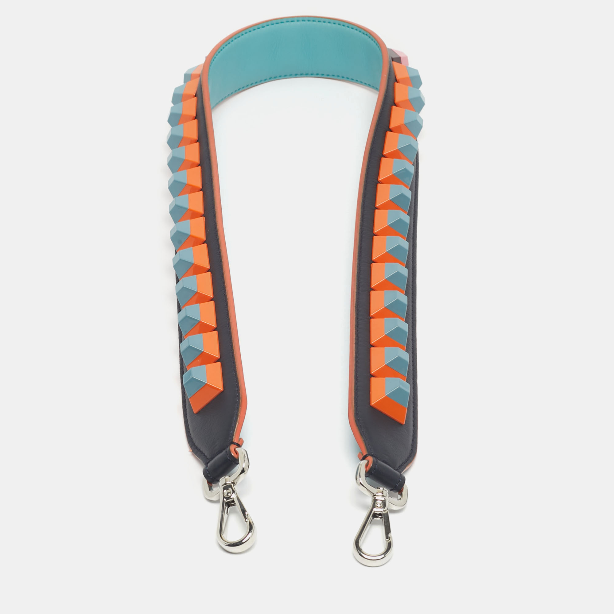 

Fendi Black/Orange Leather Studded Strap You Shoulder Bag Strap
