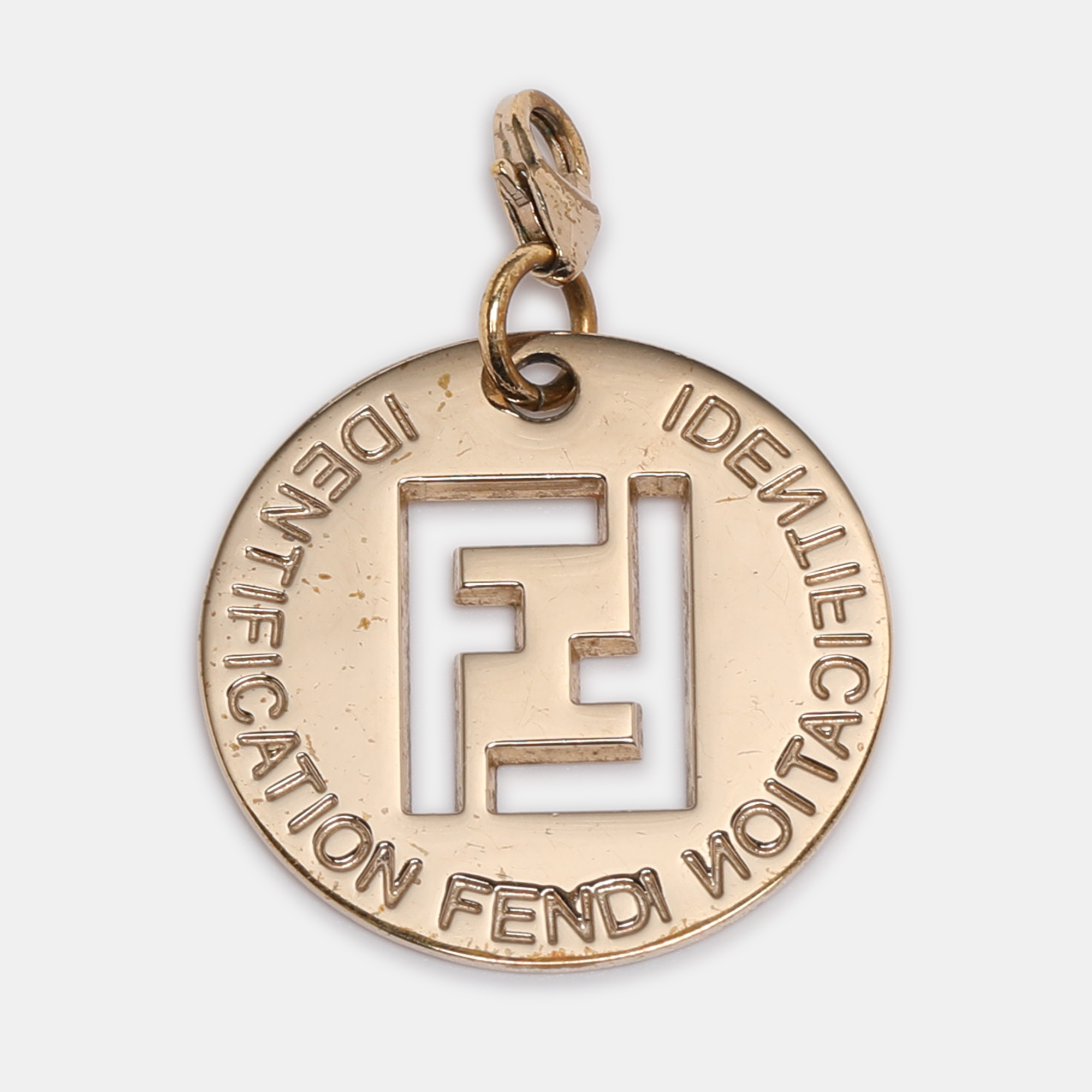 

Fendi Gold Tone Hardware FF Identification Pendant
