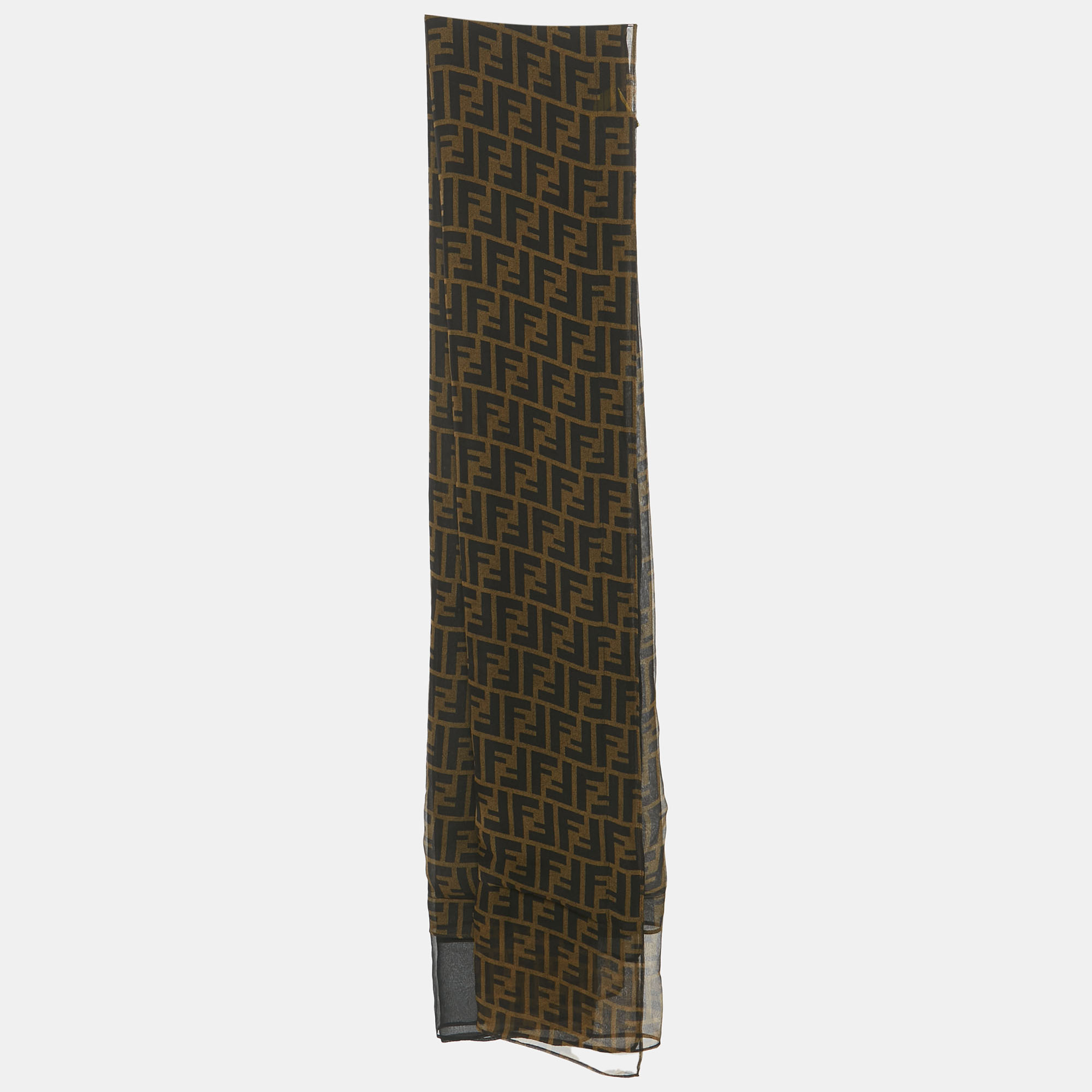 

Fendi Brown Zucca Silk Layered Scarf