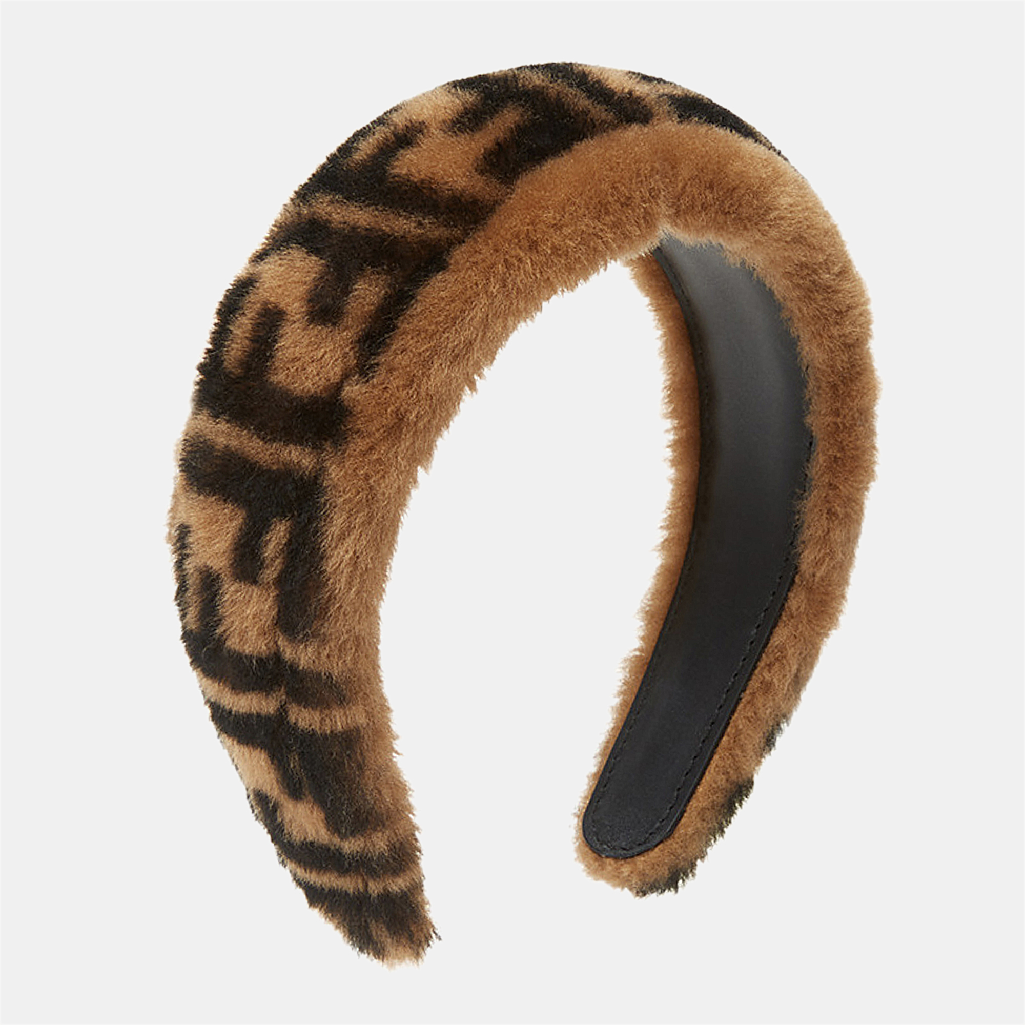 

Fendi Brown Zucca Monogram Shearling Headband