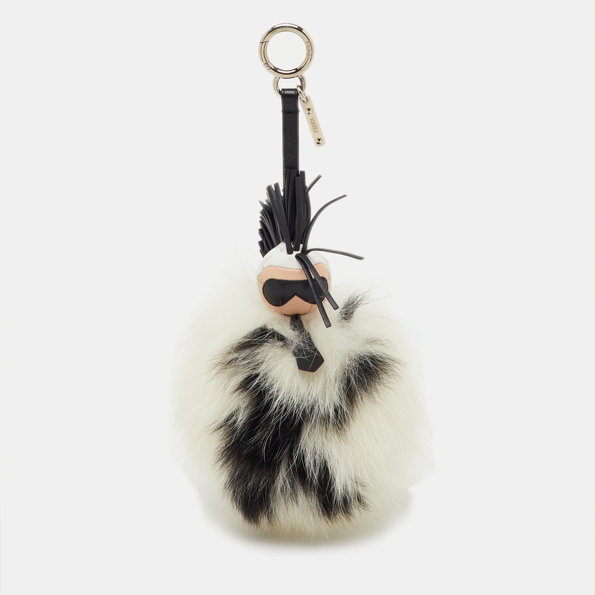 

Fendi Multicolor Fur and Leather Karlito Bag Charm, White