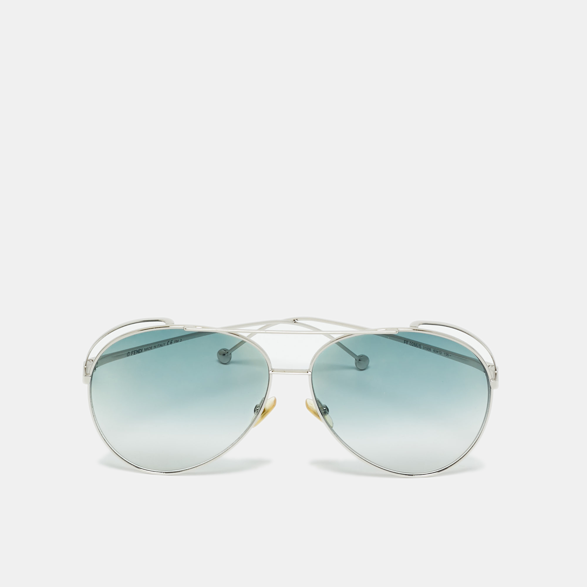 Pre-owned Fendi Green/silver Tone Gradient Ff0286/s Aviator Sunglasses