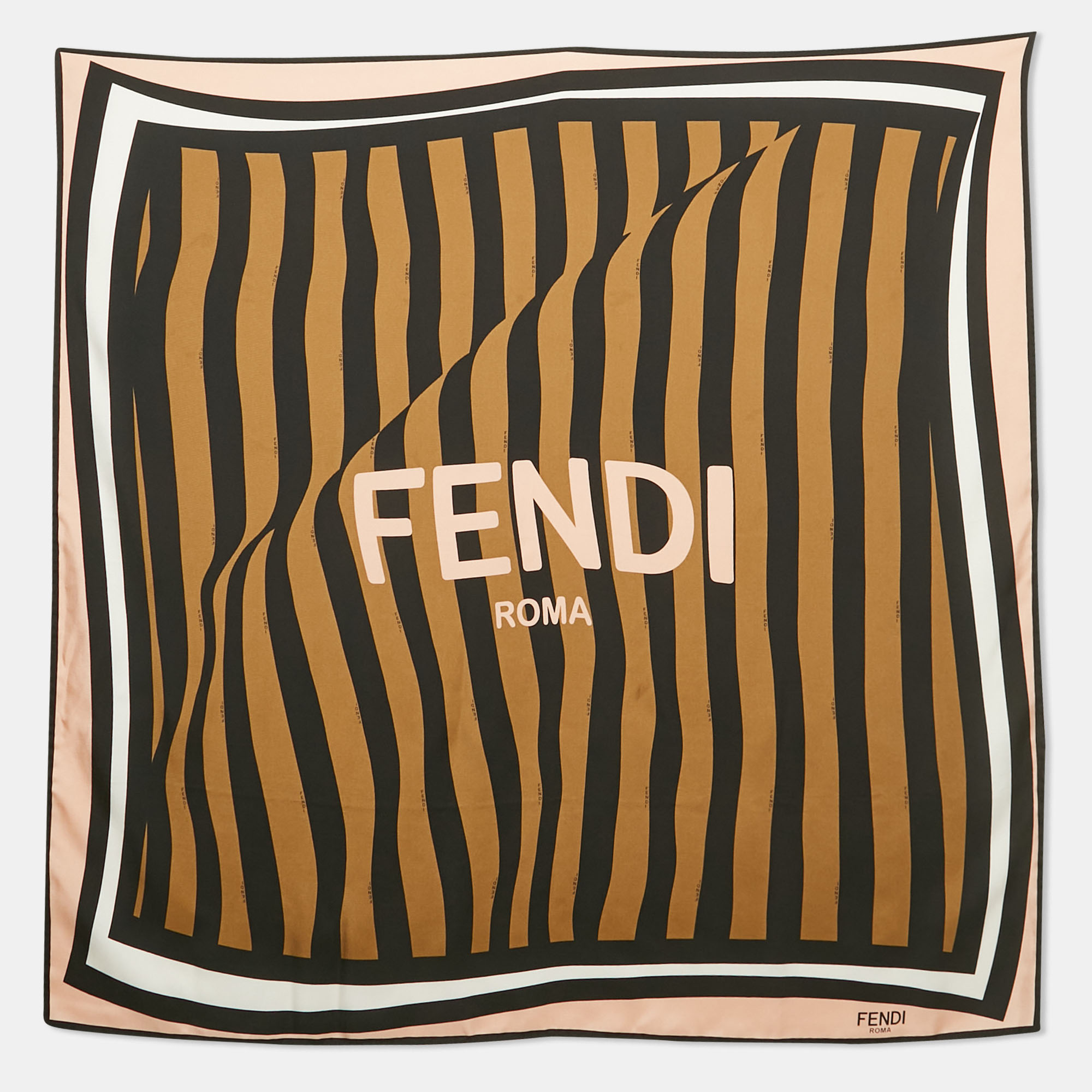 FENDI Pre-owned Brown Printed Silk Square Scarf