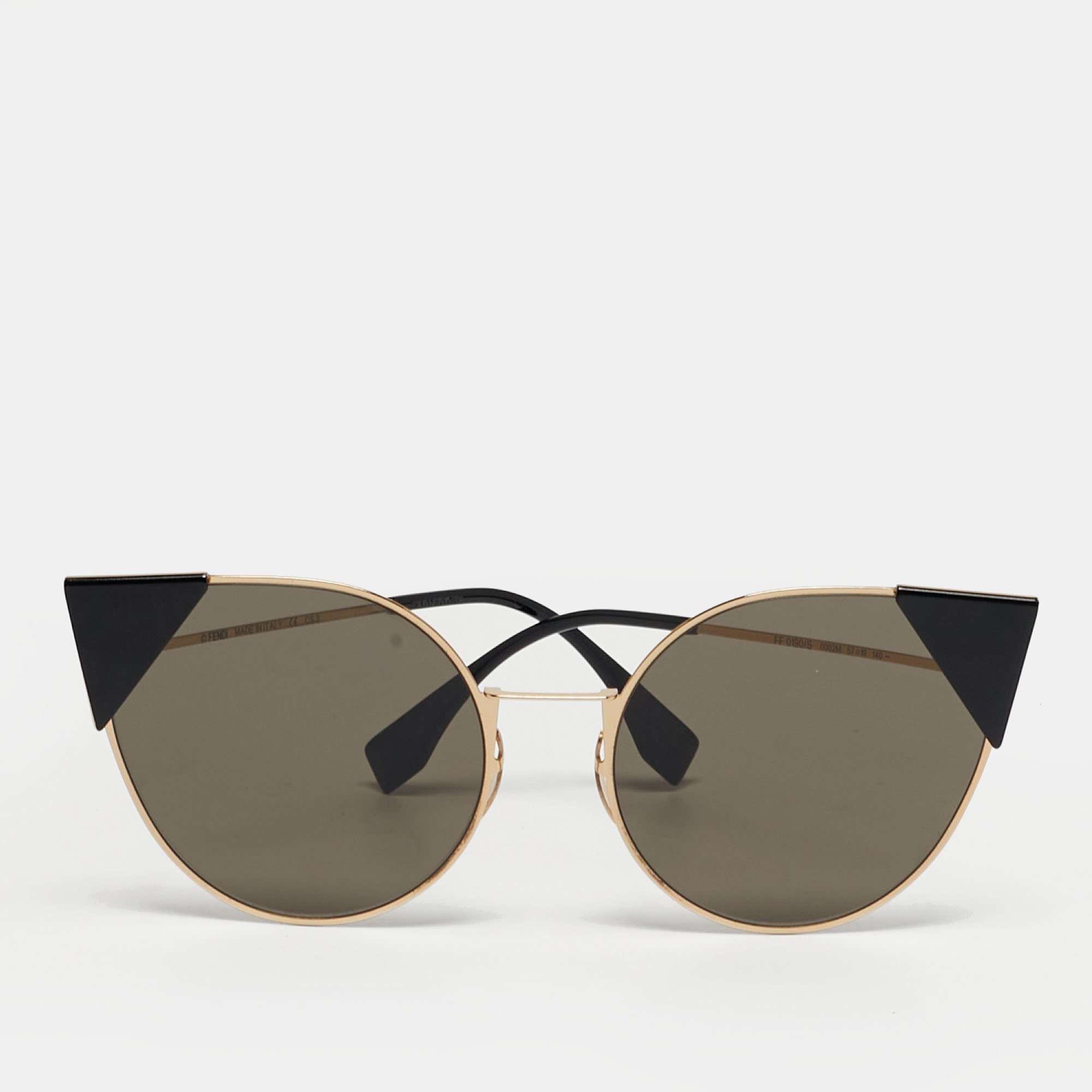 Pre-owned Fendi Black/gold Tone Ff0190/s Cat Eye Sunglasses