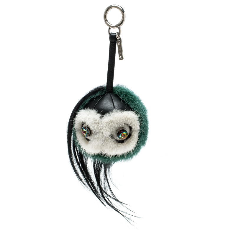 Pre Owned دلاية حقيبة فندي مونستر فرو مينك كوكاو موهاوك أخضر