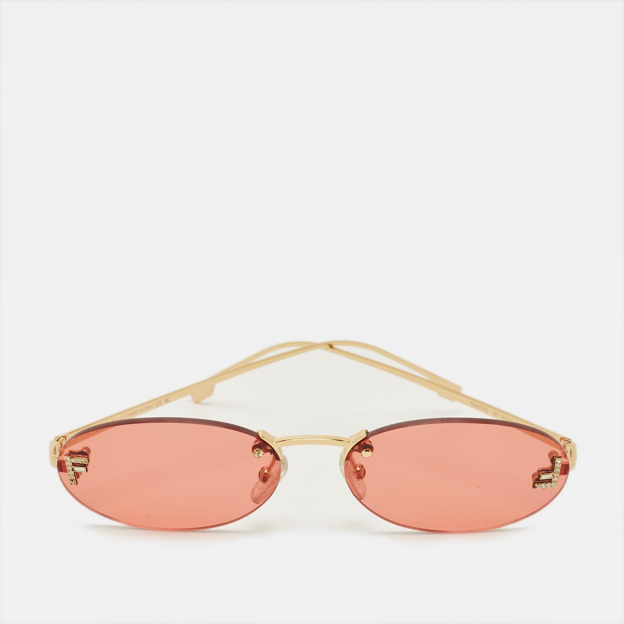 

Fendi Orange/Gold Tone FF4075US FF Crystal Oval Sunglasses