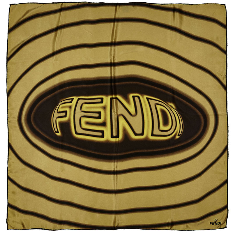 

Fendi Yellow Logo Silk Scarf