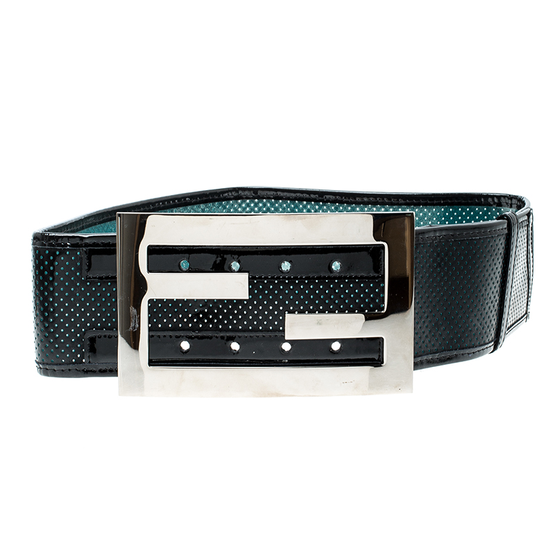 

Fendi Black Perforated Leather Wide Belt