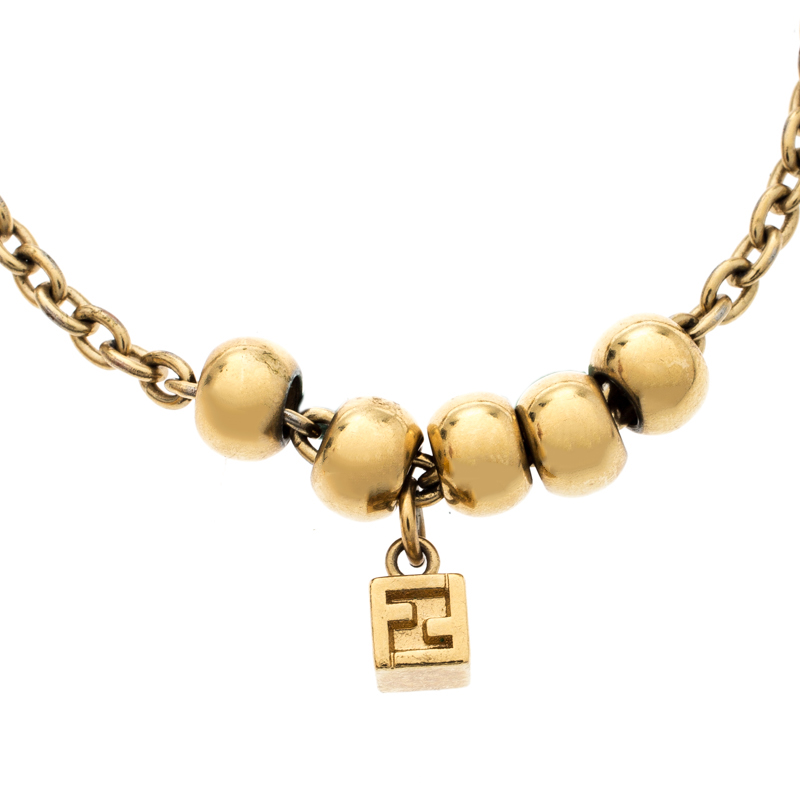 

Fendi FF Gold Tone Charm Bracelet