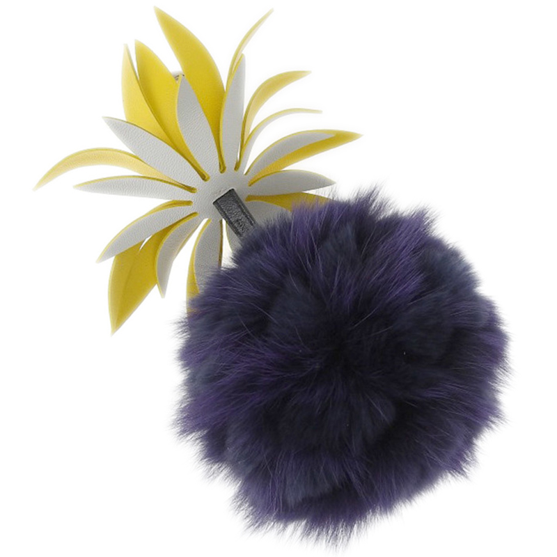 

Fendi Purple/Yellow Fur and Leather Pineapple Bag Charm and Key Holder