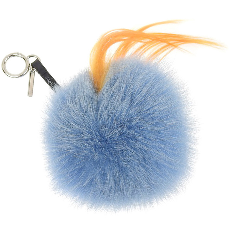 

Fendi Blue/Orange Fur and Mink Oret Monster Bag Bug Bag Charm and Key Holder